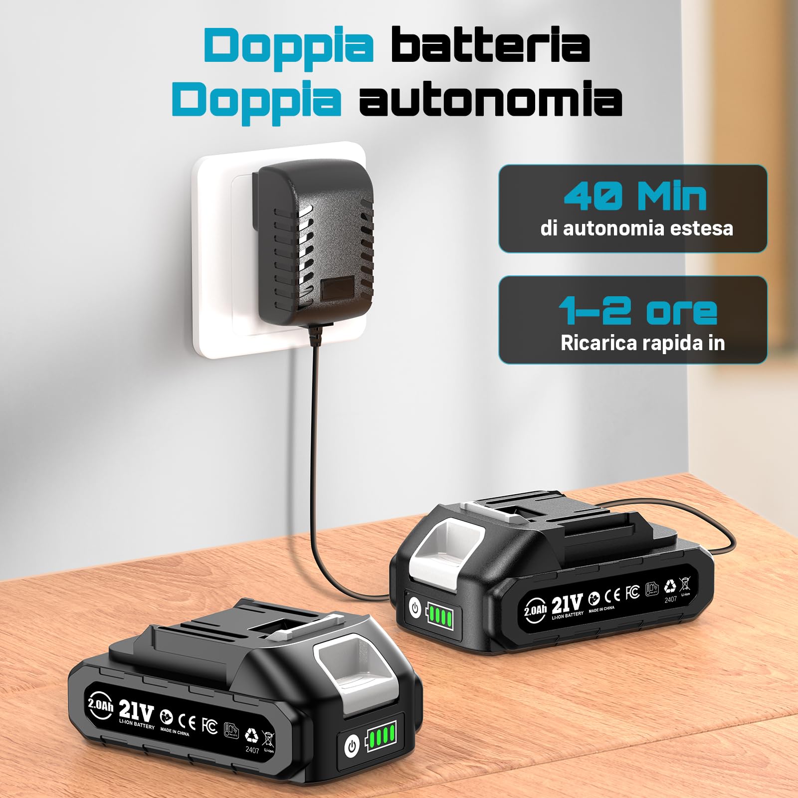 Seesii Sierra de Calar sin Cable 21V, Sierra de Calar Eléctrica con 2× 2.0Ah Baterías, 2800RPM Velocidad Variable para Cortar Madera, Cortes Biselados 0°-45°, Luz LED, 4 Ajustes Orbitales