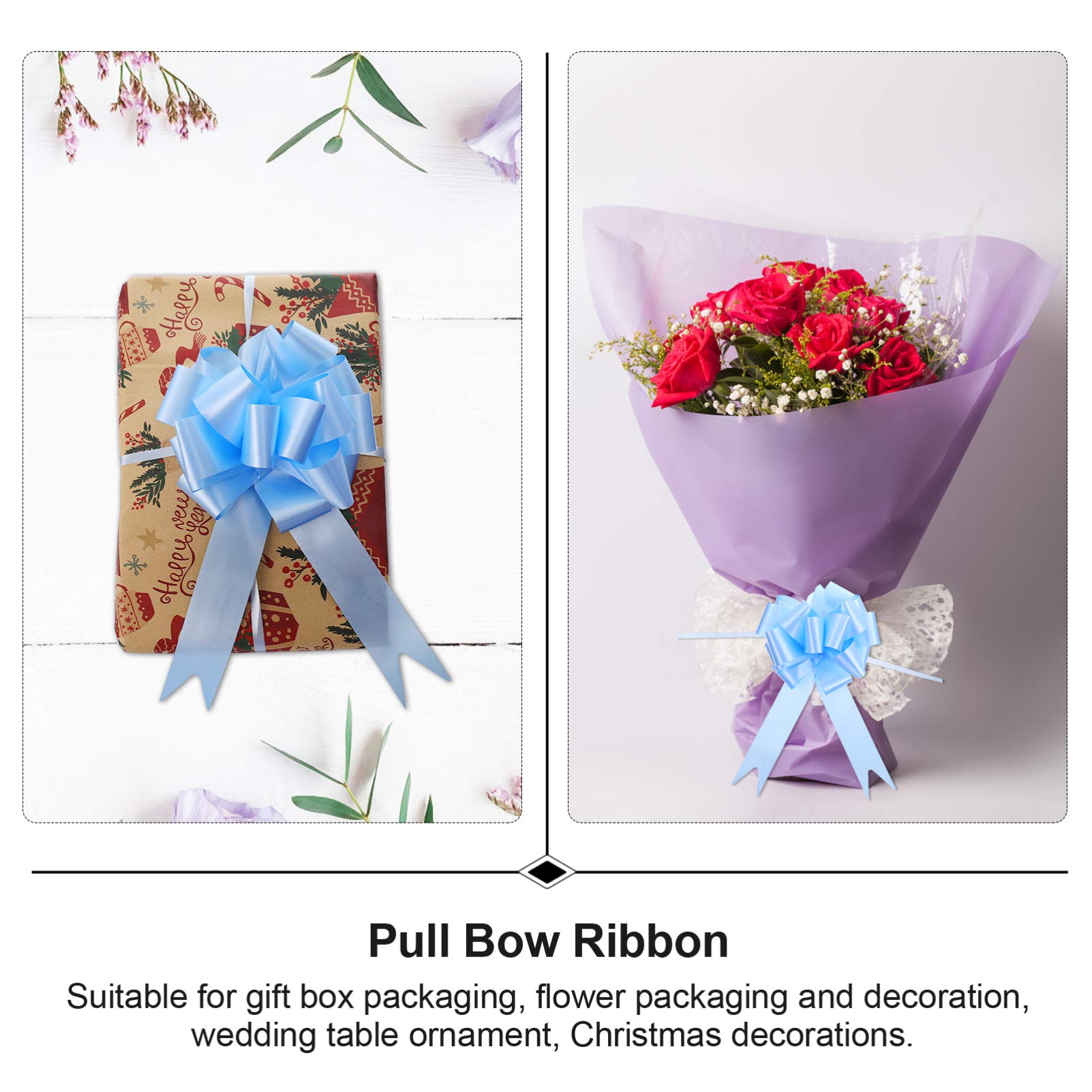 Abaodam 60pezzi Fiocchi Decorativi Per Regali Con Fiori Adesivi Per Matrimonio e Feste Confezione Da Profondo Per Decorare Pacchi e Bottiglie
