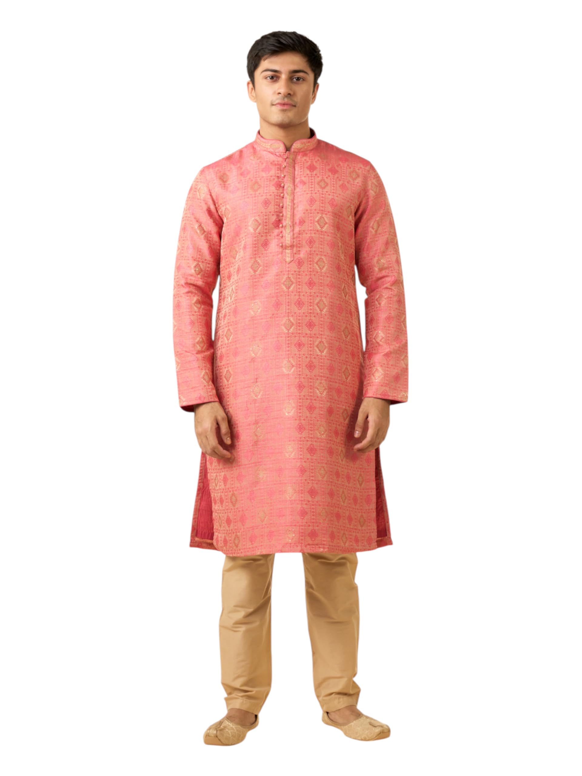 diwas by manyavar Men's Brocade | Jacquard Weave Kurta Set (2pcs)-picture-15