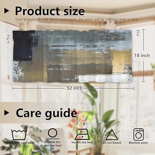 Miniatura 963 de Cenefas de cocina modernas con patrón de cobre marrón dorado para ventanas, cenefas opacas abstractas de marcas de arañazos y cortinas opacas