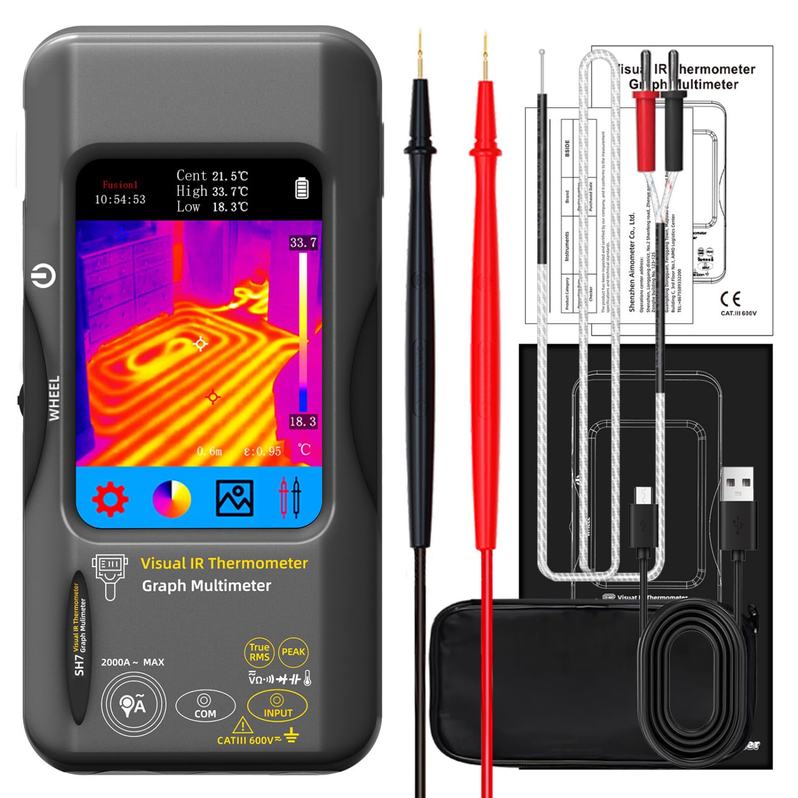 Kaccde A Camer Multimeter For Energy Udits, Maintenance With Dat Storage Truerms Thermal Imaging Meter