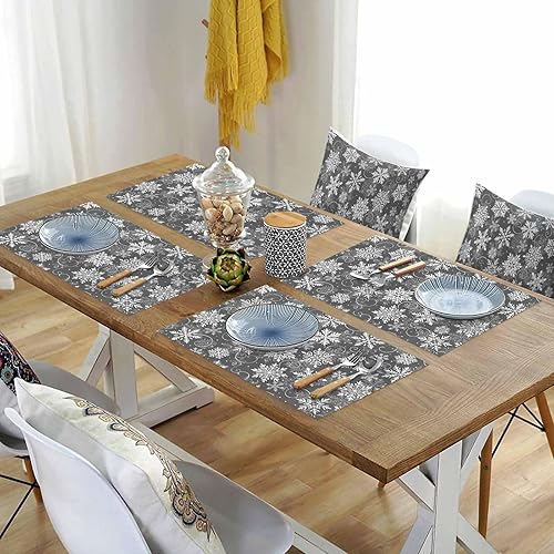 Vista 830 de Juego de 6 manteles individuales rojos para el día de San Valentín, diseño de corazón de San Valentín, resistentes al calor, lavables, manteles