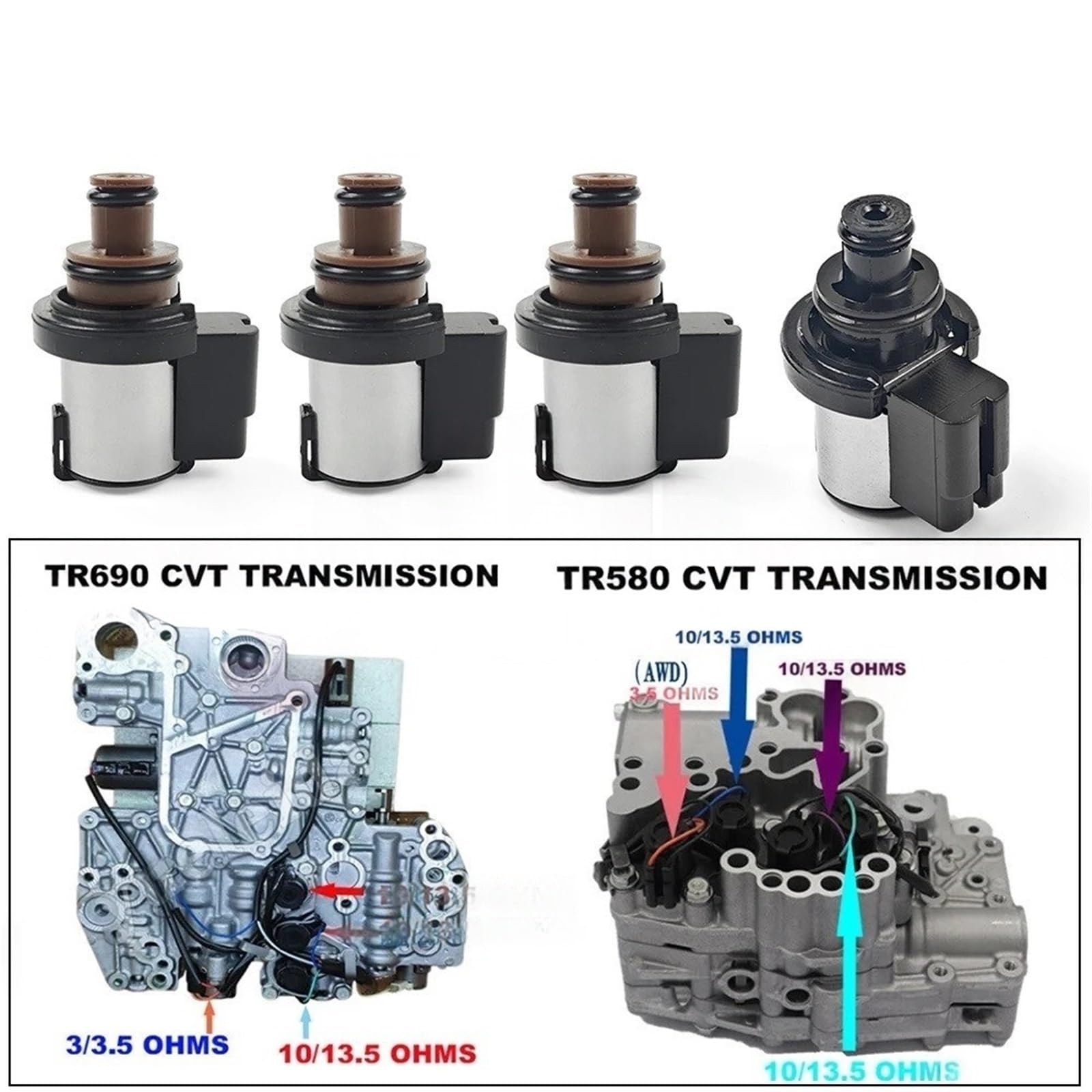 Conjunto de válvula solenoide de bloqueo del convertidor de par TR690 TR580 31825-AA050 31825-AA050 compatible con el sensor de presión AWD Lineartronic de Subaru