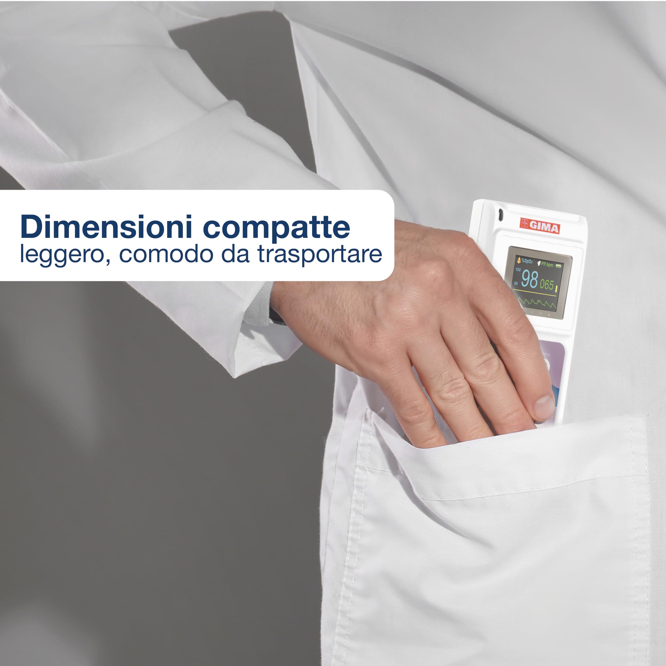 GIMA - Pulsossimetro da dito portatile con display a colori e monitoraggio continuo, con software, 35100