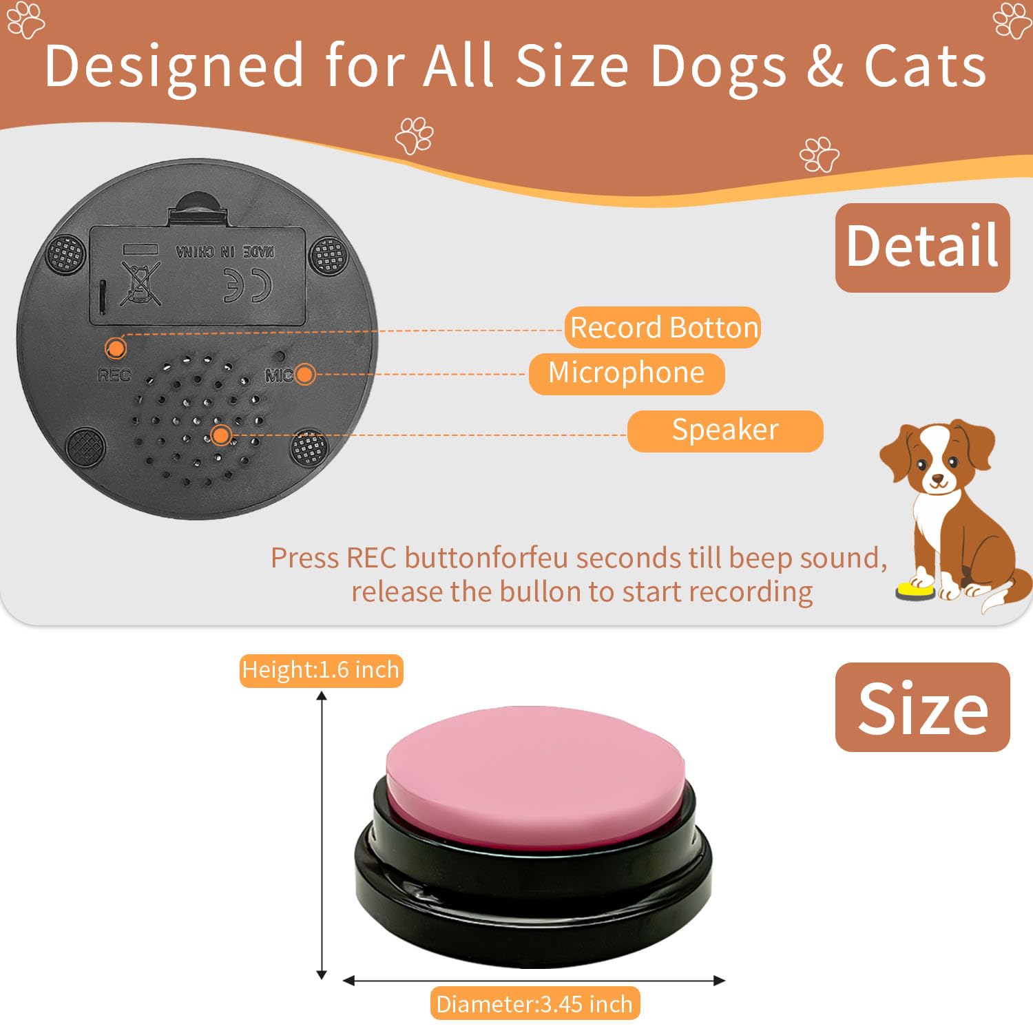 Pulsanti Parlanti Per Cani E Gatti MyDogTalks - Set Da 4 Con Tappetino Per Addestramento Comunicativo - Foto 12