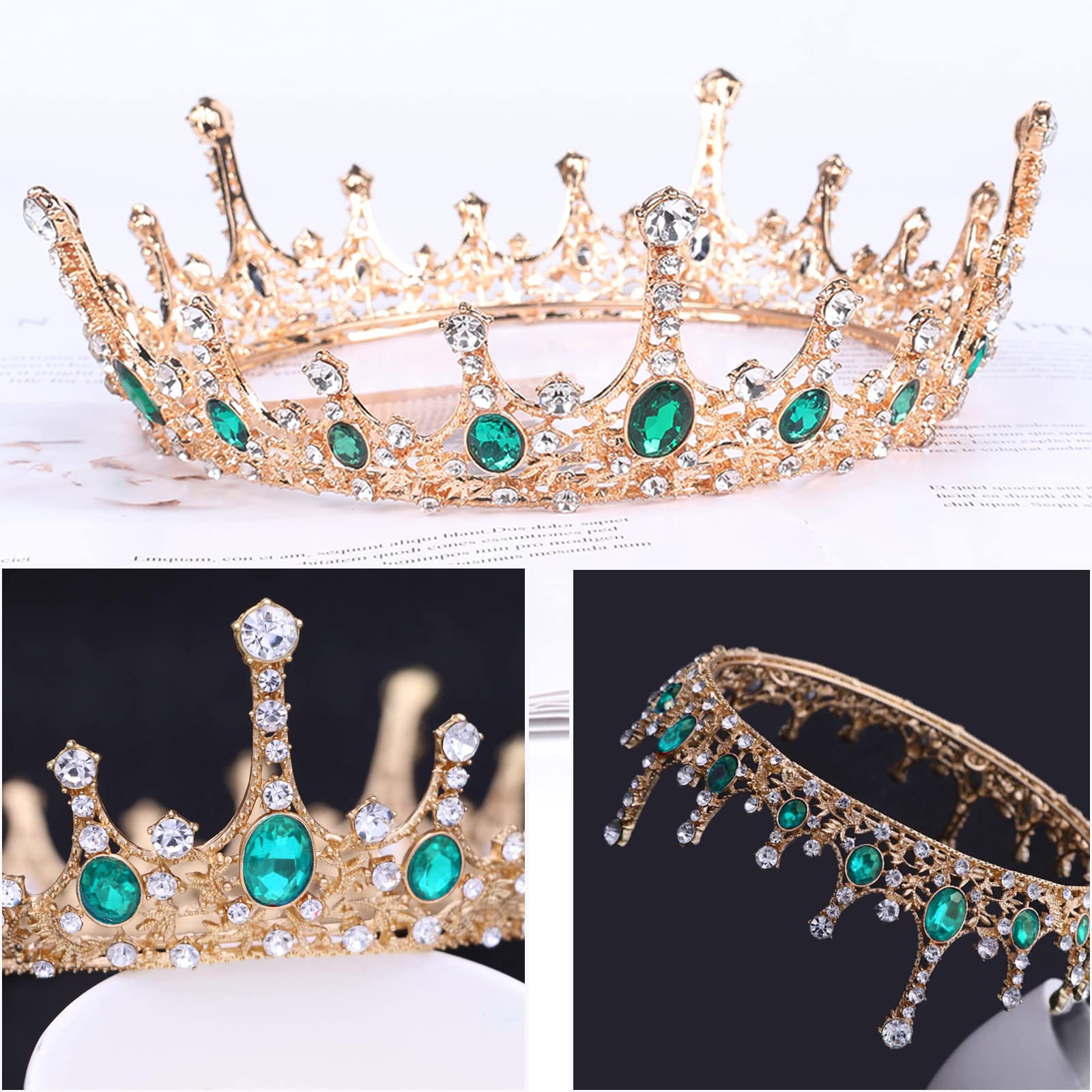 Corona Diadema Con Strass Rosso E Cristalli - Copricapo Per Matrimoni, Feste E Spose - Foto 3