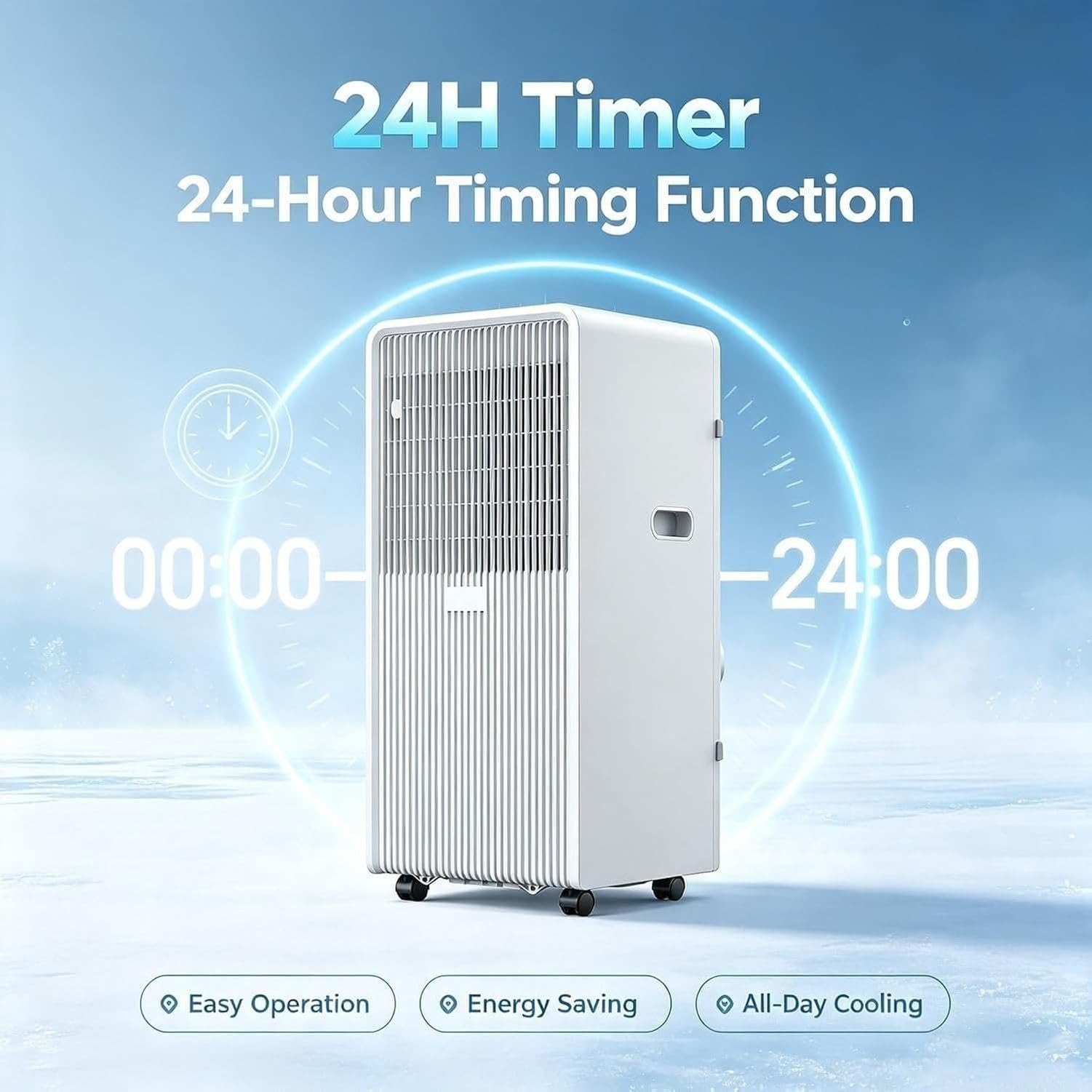 Condizionatore d'Aria Portatile 12000BTU Mobile con Telecomando Timer 24h aspiratore Ventilatore Vasca di Raffreddamento Oscillazione 120° raffredda 30 m² AC Un, Cold+Hot, 12000BTU