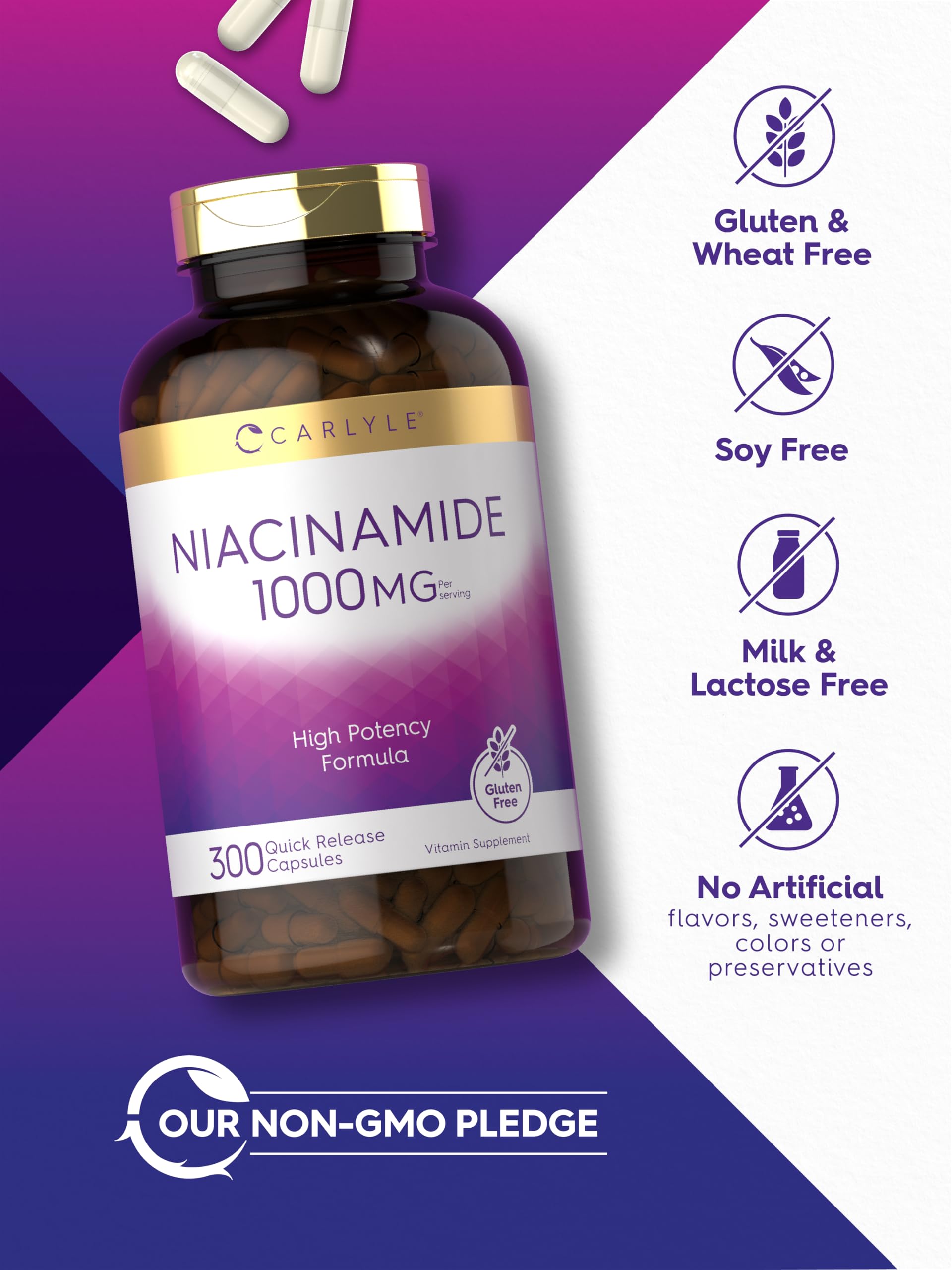 Carlyle Niacinamide 1000 mg | 300 Capsules | High Potency Formula — Amazon image 5