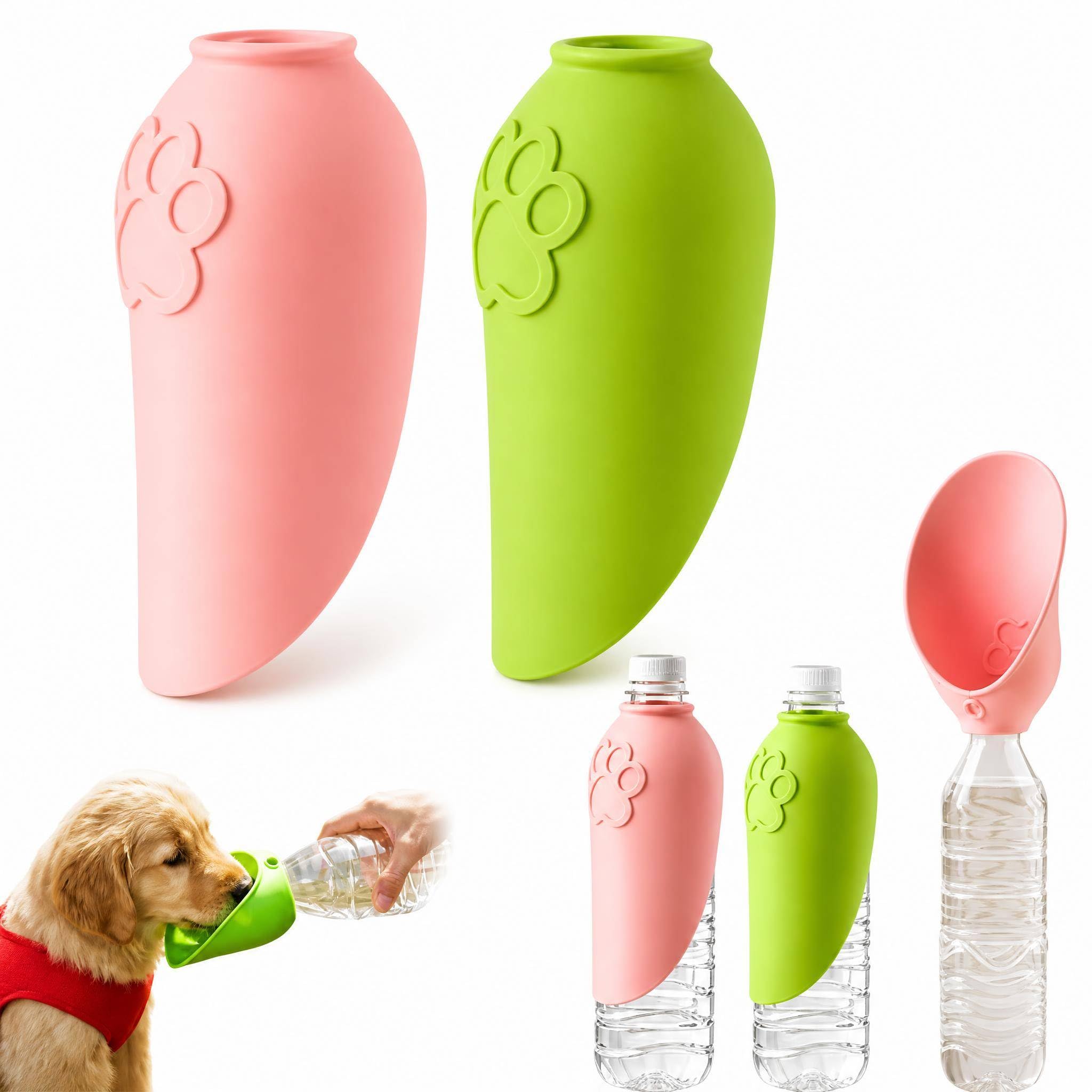 2PCS Portable Silicone Dog Water Bottle Attachment Bowl