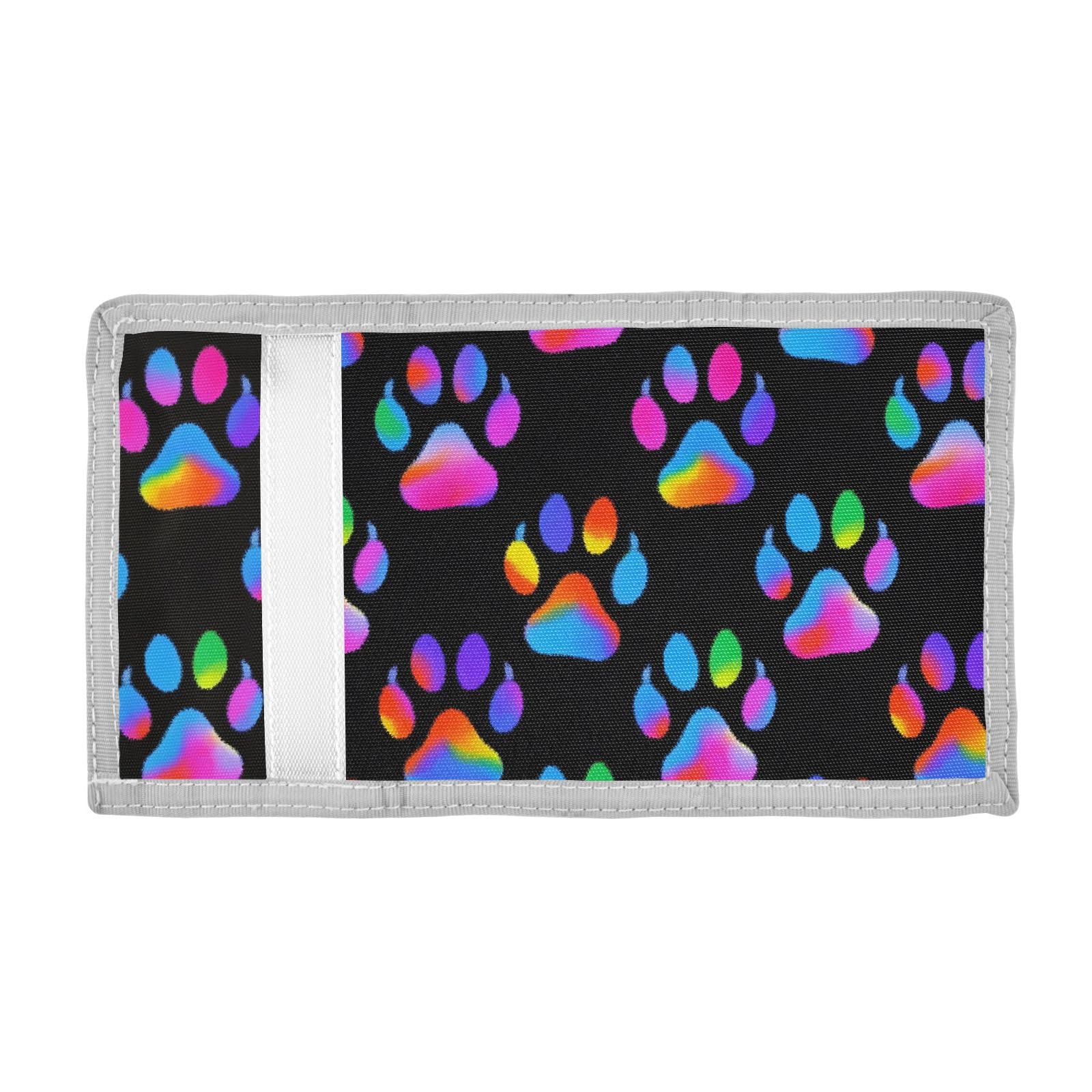 ALAZA Kids Wallets for Boys Girls Toddler Trifold Wallet Children Small Neon Dog Paw with Zipper Coin Pocket