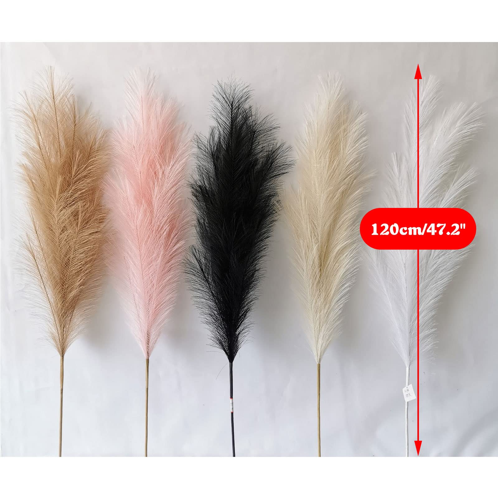 Erba di Pampa soffice Finta Alta 47 Pollici (Set di 5), Artificiale dell'erba della Pampa lanuginosa, Rami Piante per Vaso da Pavimento Filler Home Decorazione Boho,Mix
