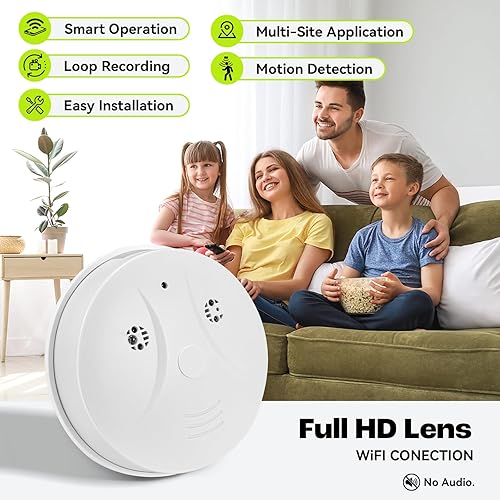 Miniatura 2 de Detector de humo Cámara oculta con visión nocturna - Cámara de seguridad inalámbrica HD 1080p para el hogar y la oficina - Visión remota