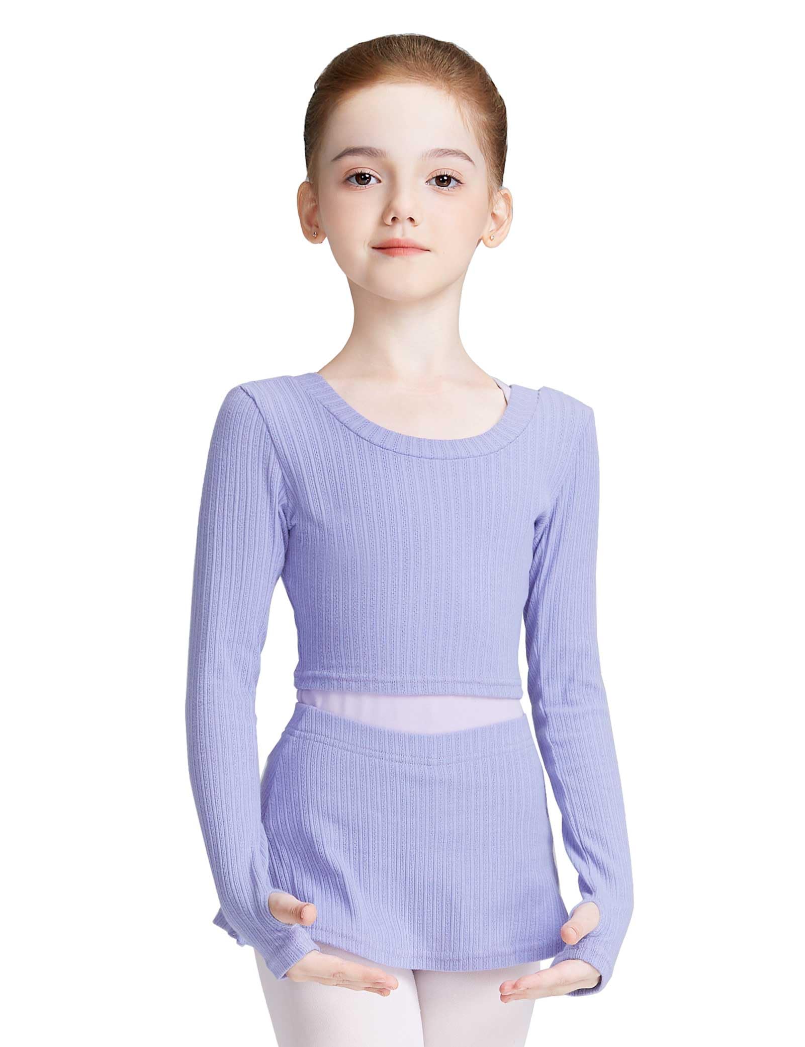 Knit Crop Dance Sweater for Girls, Ballet Skirts with Shorts Warm up