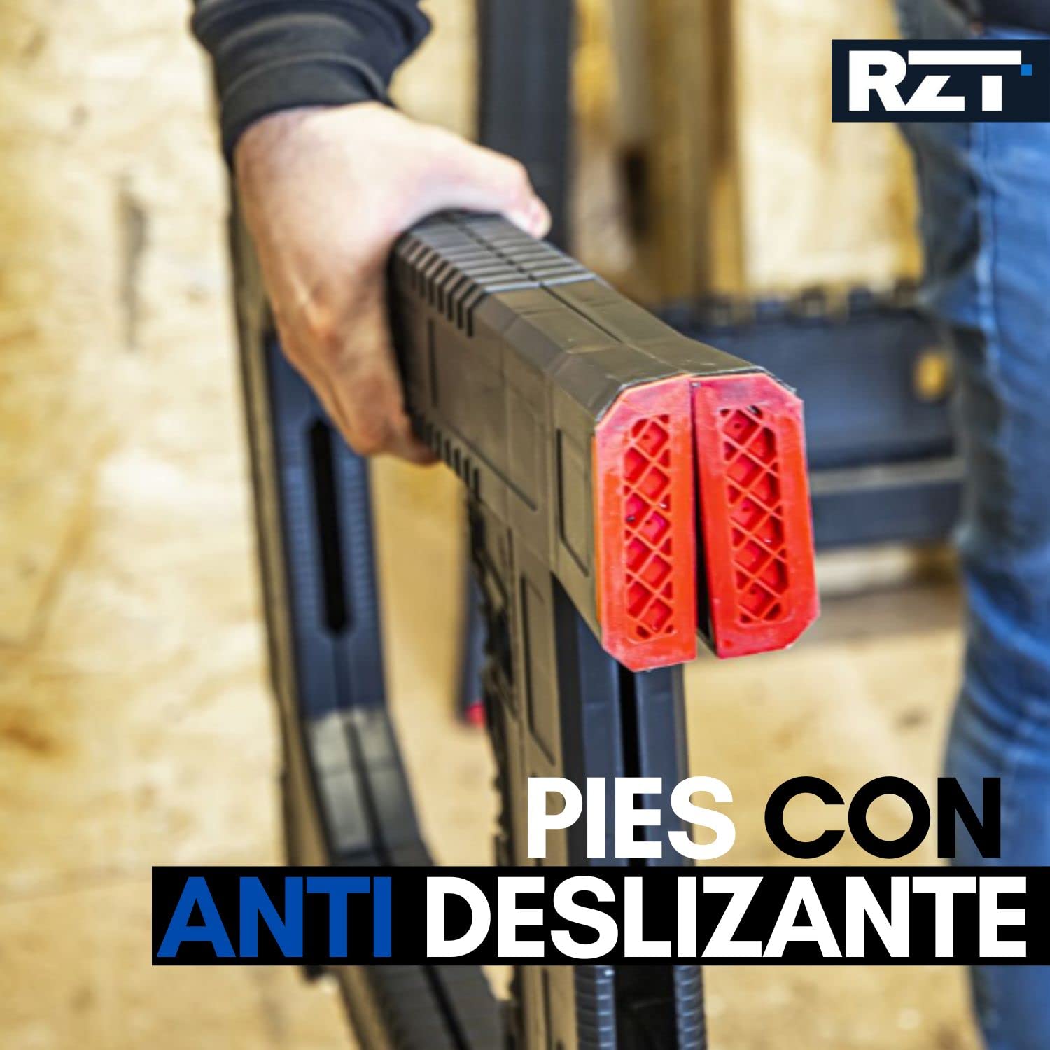 RZT – Caballete Plegable para Mesa de Trabajo, Borriquetas de Plástico para Madera, Leña, Caballetes de obra, 2 Caballetes de Plástico (Pack 2)