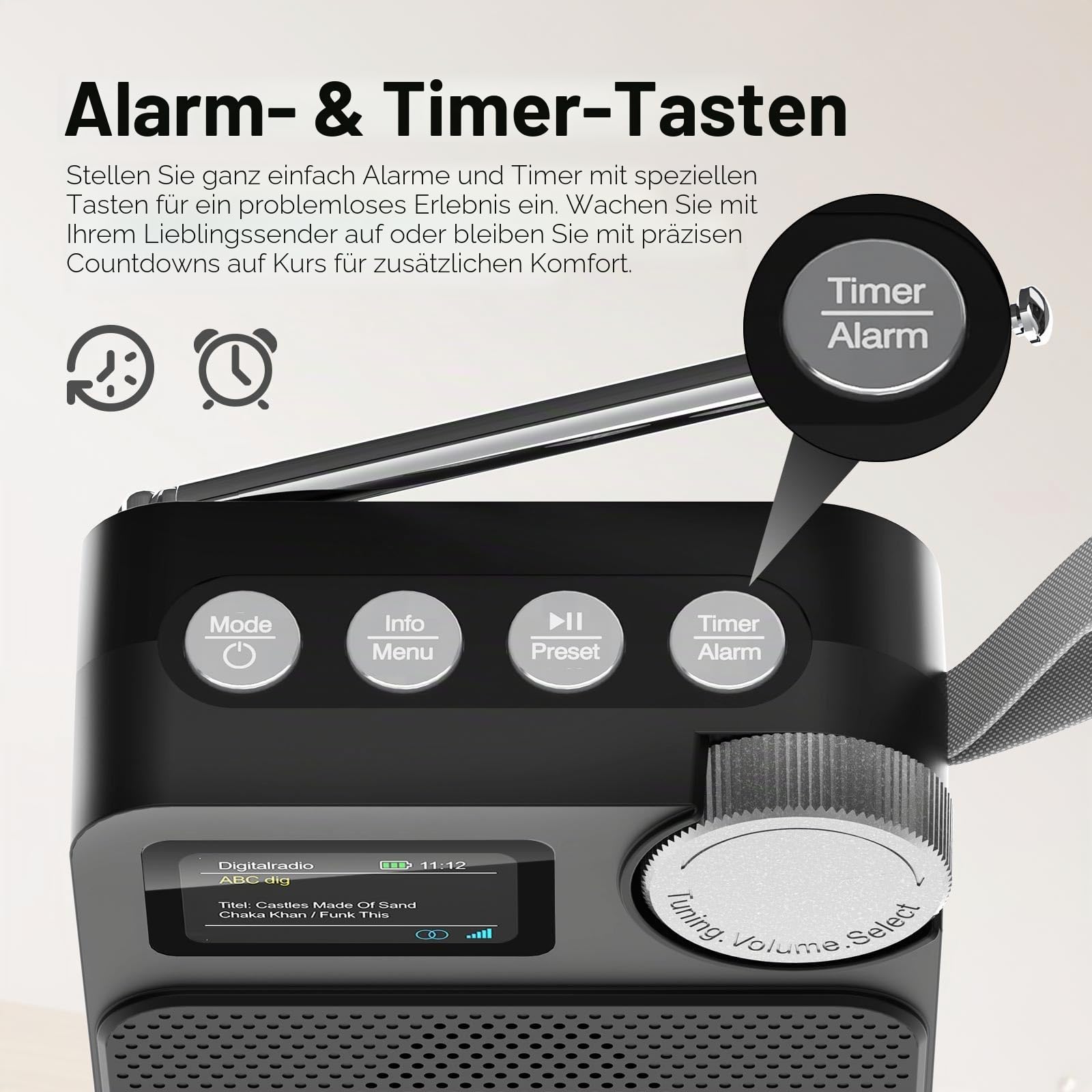 Romicta DAB/DAB+ Radio mit Bluetooth 5.0, tragbares Digitalradio mit UKW, Farbdisplay, MicroSD-Karten-Slot, Wecker & Timer, wiederaufladbar, ideal für Zuhause & unterwegs