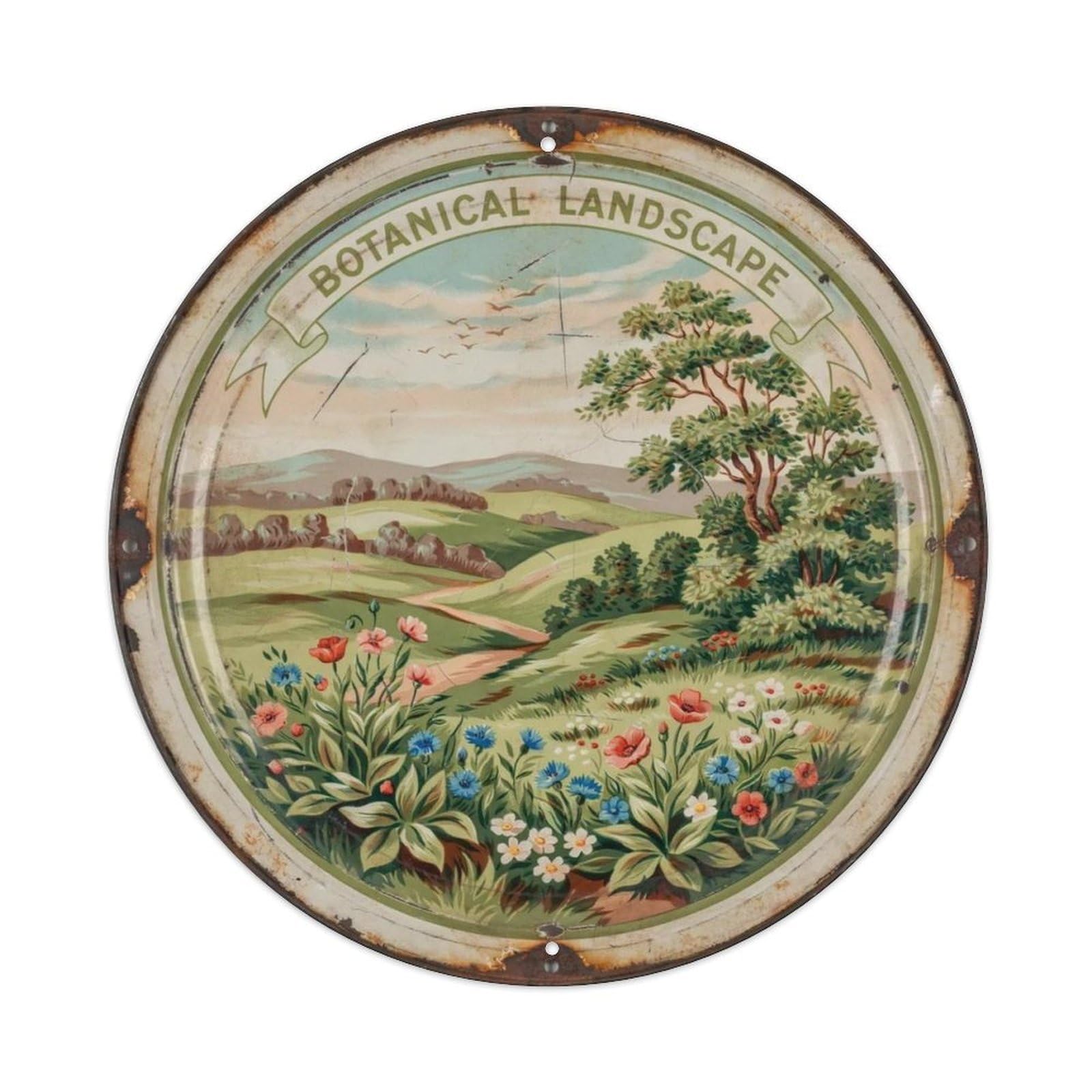 Botanical Landscape Style Metal Tin Sign Plaque
