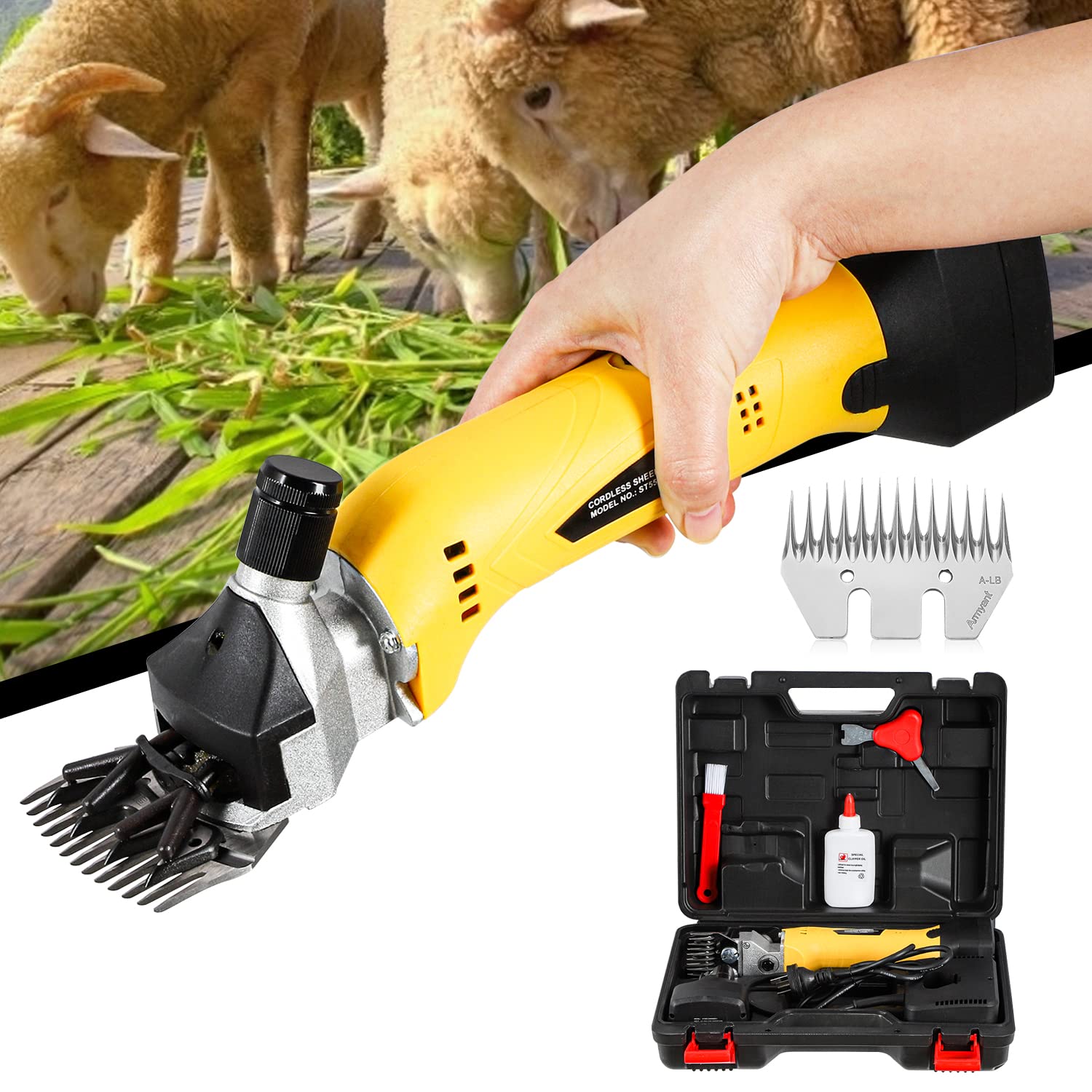 CGOLDENWALL Sheep Clipper Cordless 480W 2400RPM Rechargeable Sheep Shear, with 6000mAh 10.8V