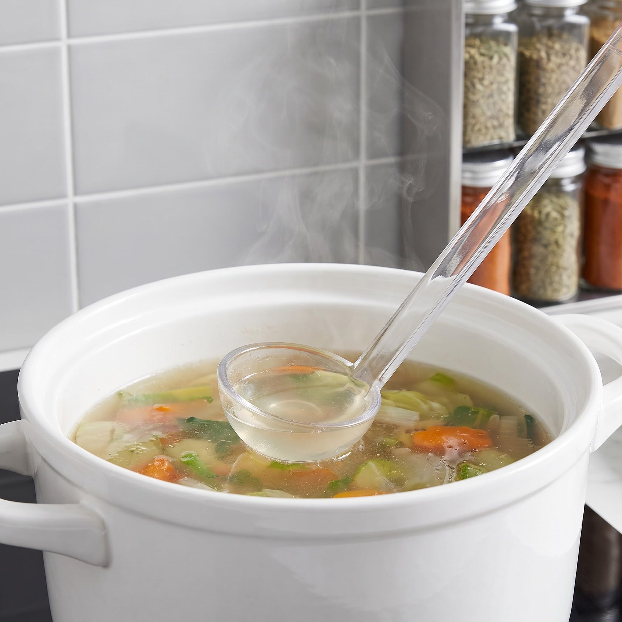 Gatuida 10 cucchiai da portata trasparenti con manico lungo per insalate,