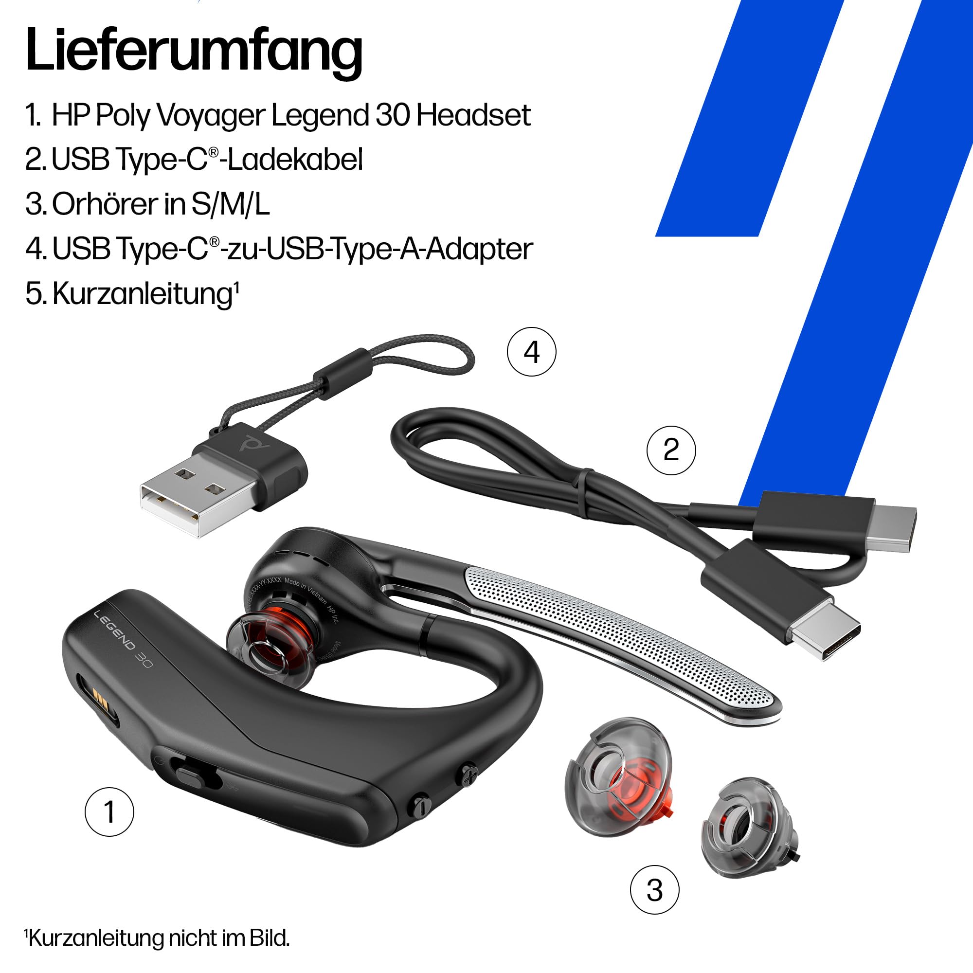 Poly Voyager Legend 30 Bluetooth-Headset – Noise Cancelling, WindSmart, Smart-Sensor, 10 Stunden Akkulaufzeit, Ergonomisches Design, Schwarz