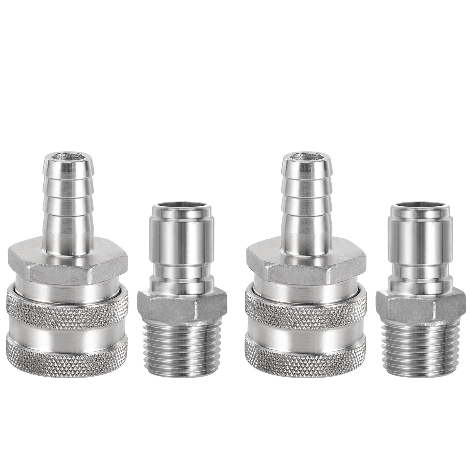 Stainless Steel Quick Disconnect Set for Homebrew 1/2 Male MPT Connector Homebrew Beer Brewing Connector Set - 1/2 Barb Female & MPT Male - 2 Pack