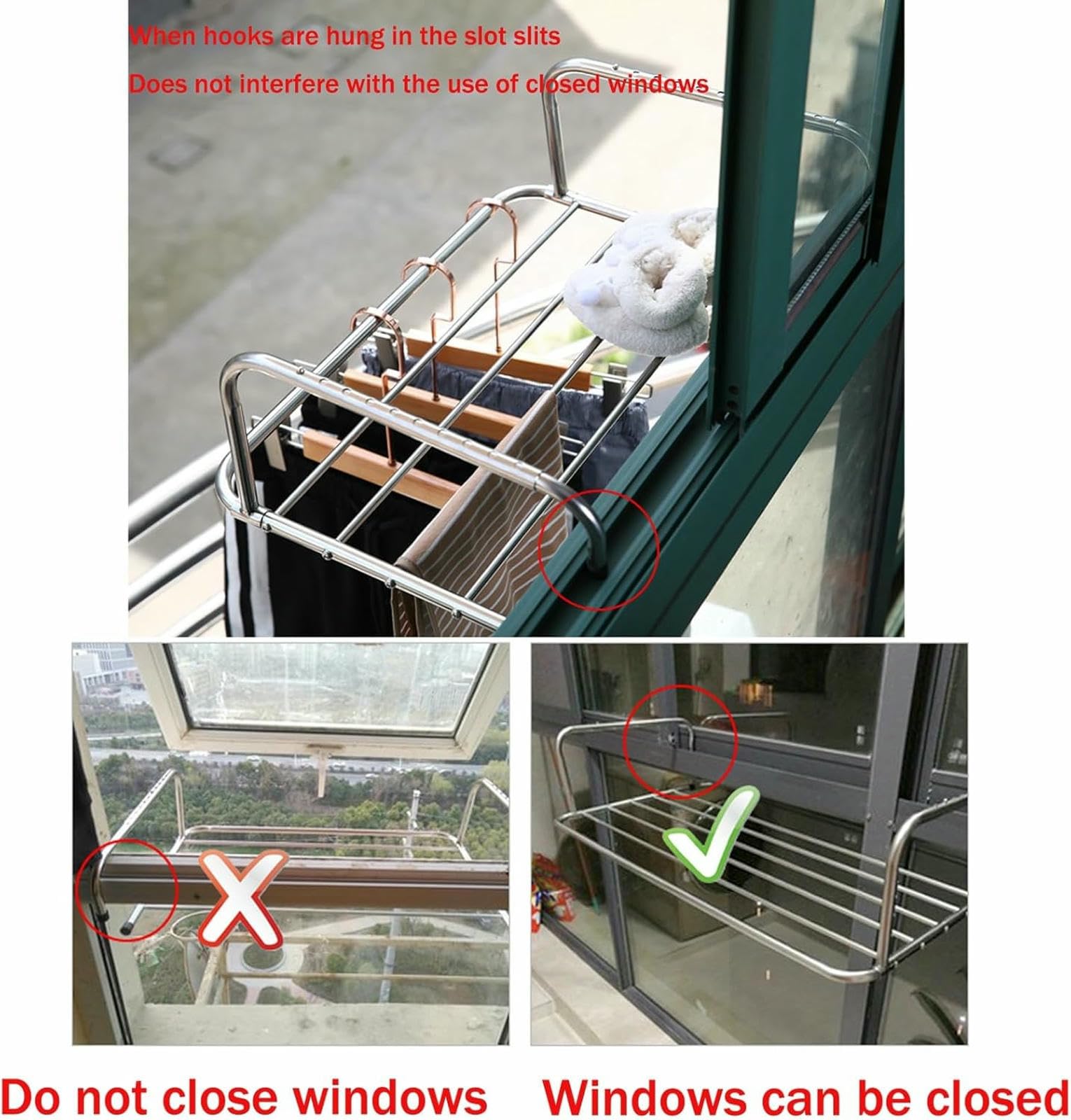 Suszarka do ubrań, przenośna składana suszarka ze stali nierdzewnej z regulowanymi ramionami do użytku w pomieszczeniach, idealna do balustrad balkonowych i parapetów