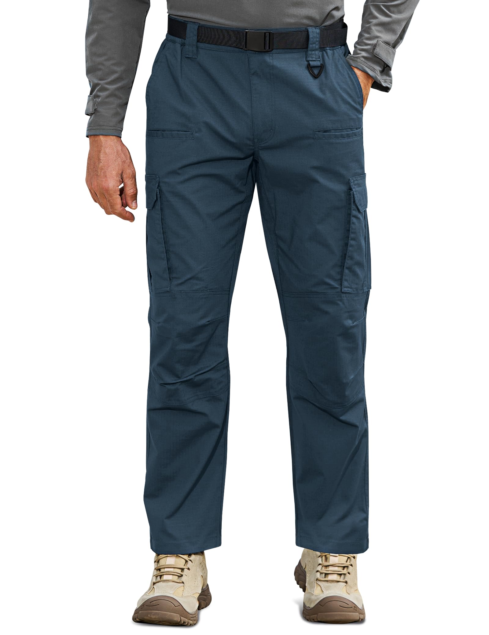 MOURCE Pantalones de senderismo para hombre, resistentes al agua, antidesgarros, elásticos, pantalones cargo para hombre, ligeros para exteriores (sin cinturón)