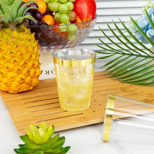 Vista 44 de I00000 200 vasos de plástico desechables plateados de 10 onzas, vasos de plástico transparente a la antigua, vasos de borde plateado, desechables