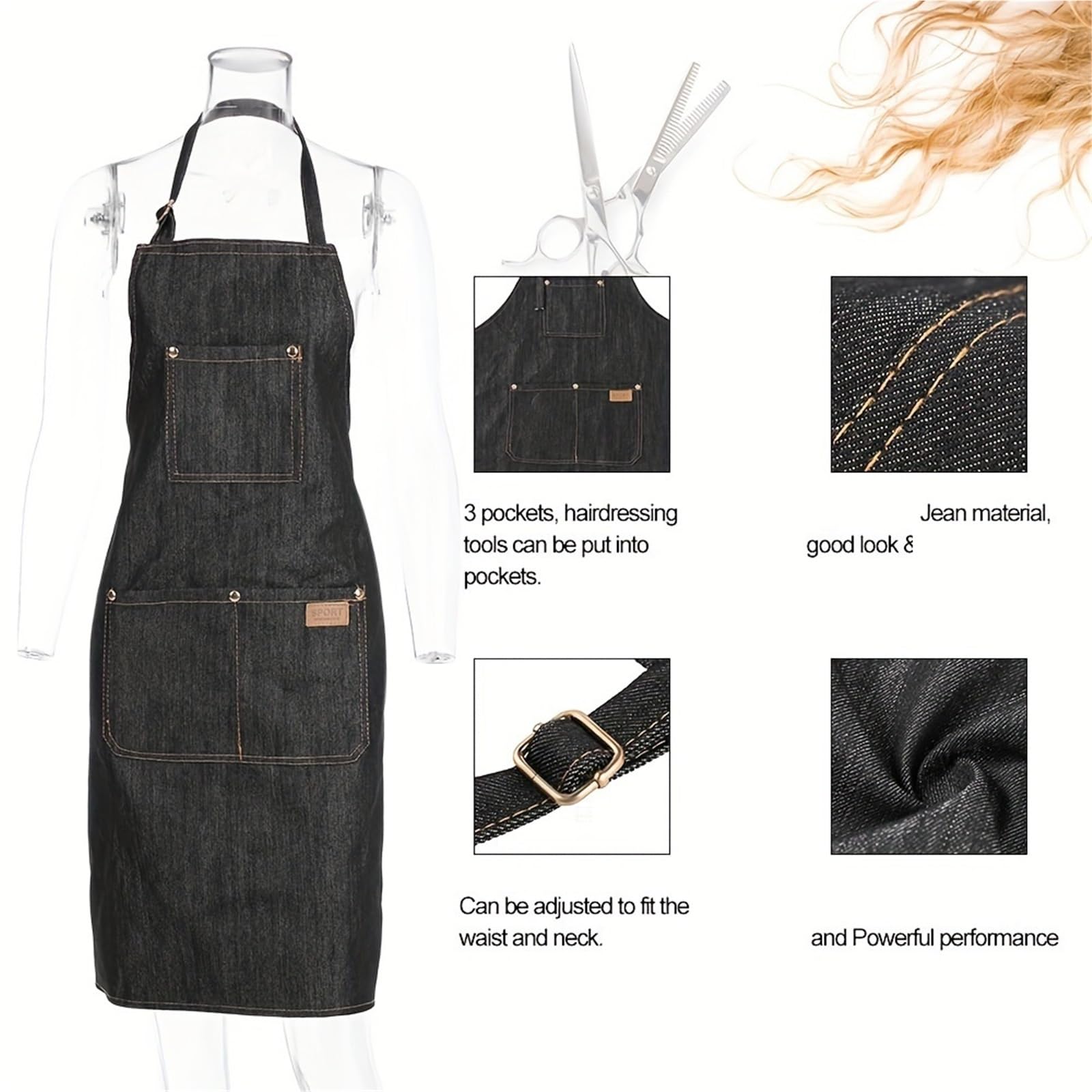 Delantal de herramientas vaquero ligero con bolsillos, delantal lona encerado impermeable for hombres y mujeres, trabajo ajustable, 2 uds Para Hogar