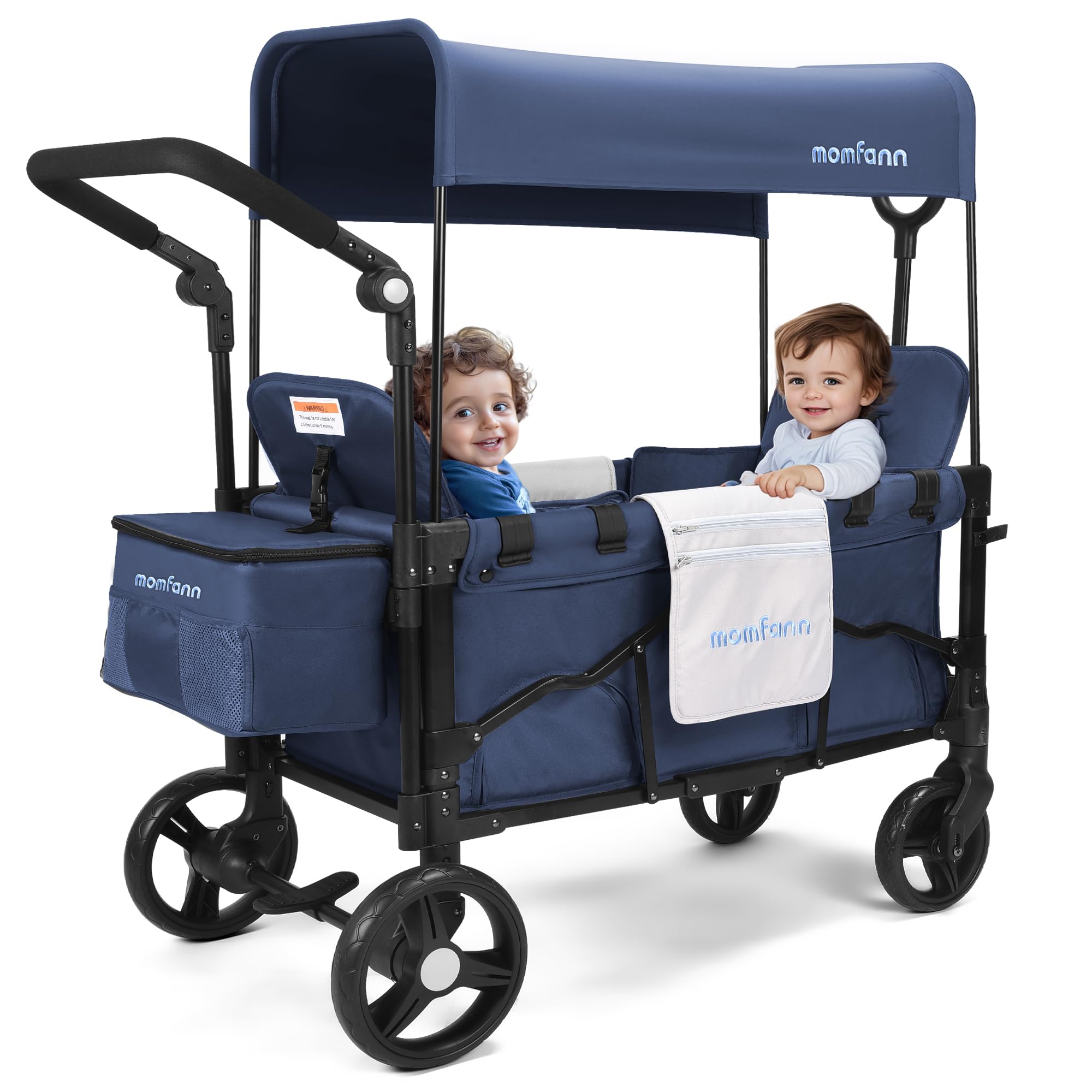 MOMFANN Stroller Wagon for 2 Kids, Baby Wagon Stroller with Adjustable Handle for Infants and Toddlers (Light Blue)