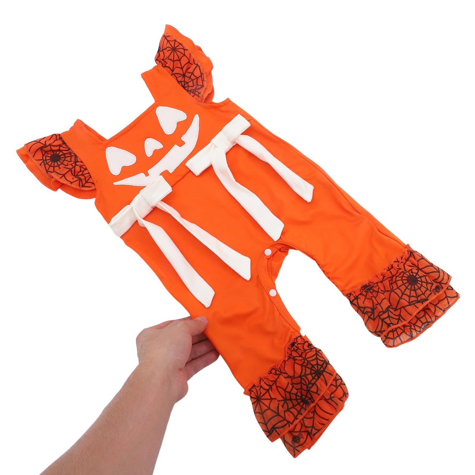Healeved 3 Pezzi Tutina Halloween per Neonata Design a Zucca Arancione in Cotone Morbido e Traspirante, Costume a Tema Festa Comodo per Ragazzo Ragazza e Adatto a Raduni Festivi