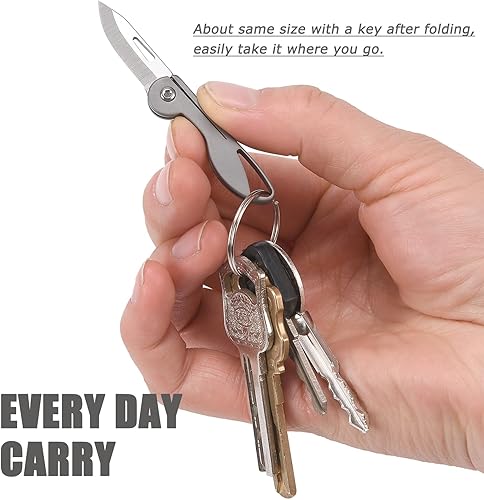 Miniatura 5 de Mini cuchillo de bolsillo de aleación de titanio, pequeño cuchillo plegable con hoja afilada, cortador de caja de llavero ligero, herramienta EDC