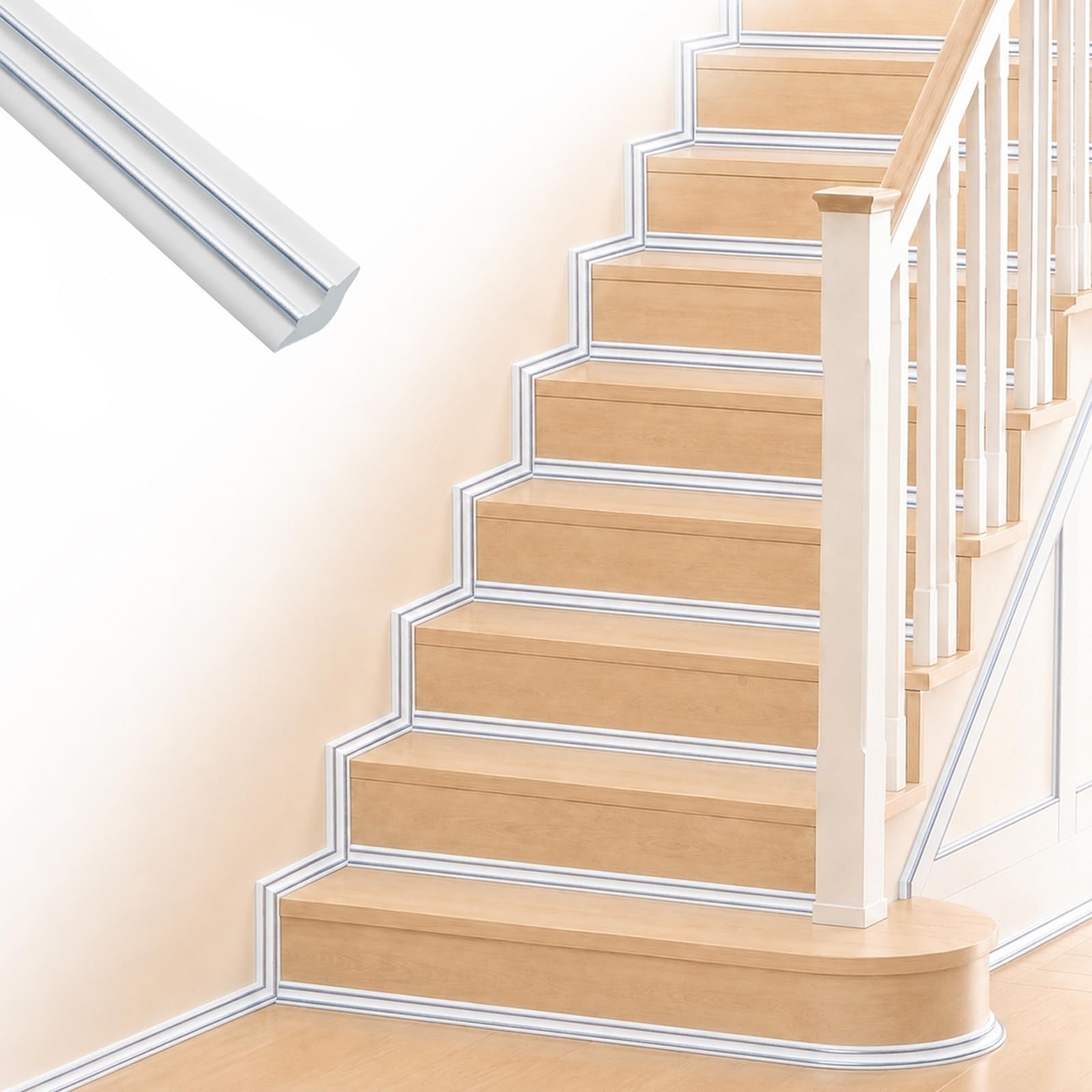 Peel And Stick Wall Molding PVC Ceiling Trim for Corner Stairs Home 10m,L