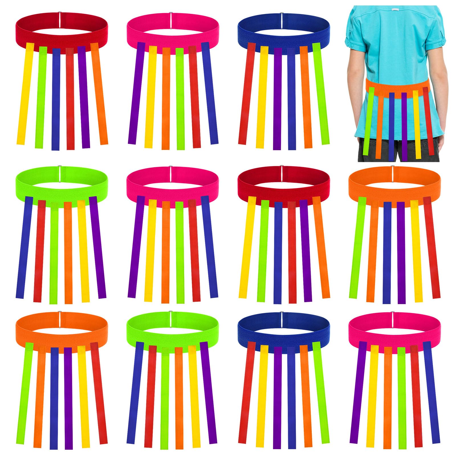 ZHWKMYP 10 Pcs Catch Tail Game Belt, Field Day Games for Adults, Stretchable Catching Training Equipment for Family Outdoor Picnic Carnival Games Activities