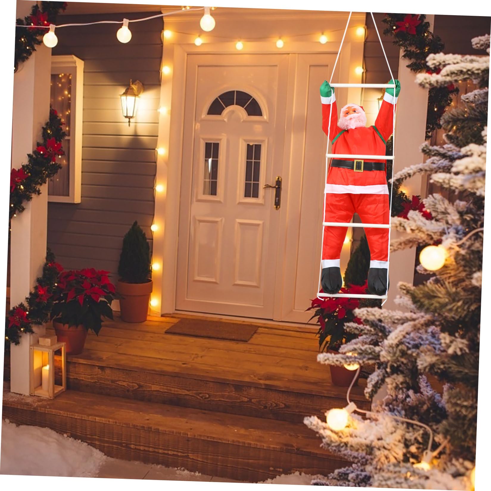 Decoración Colgante de Papá Noel Escalera, Adorno Navideño