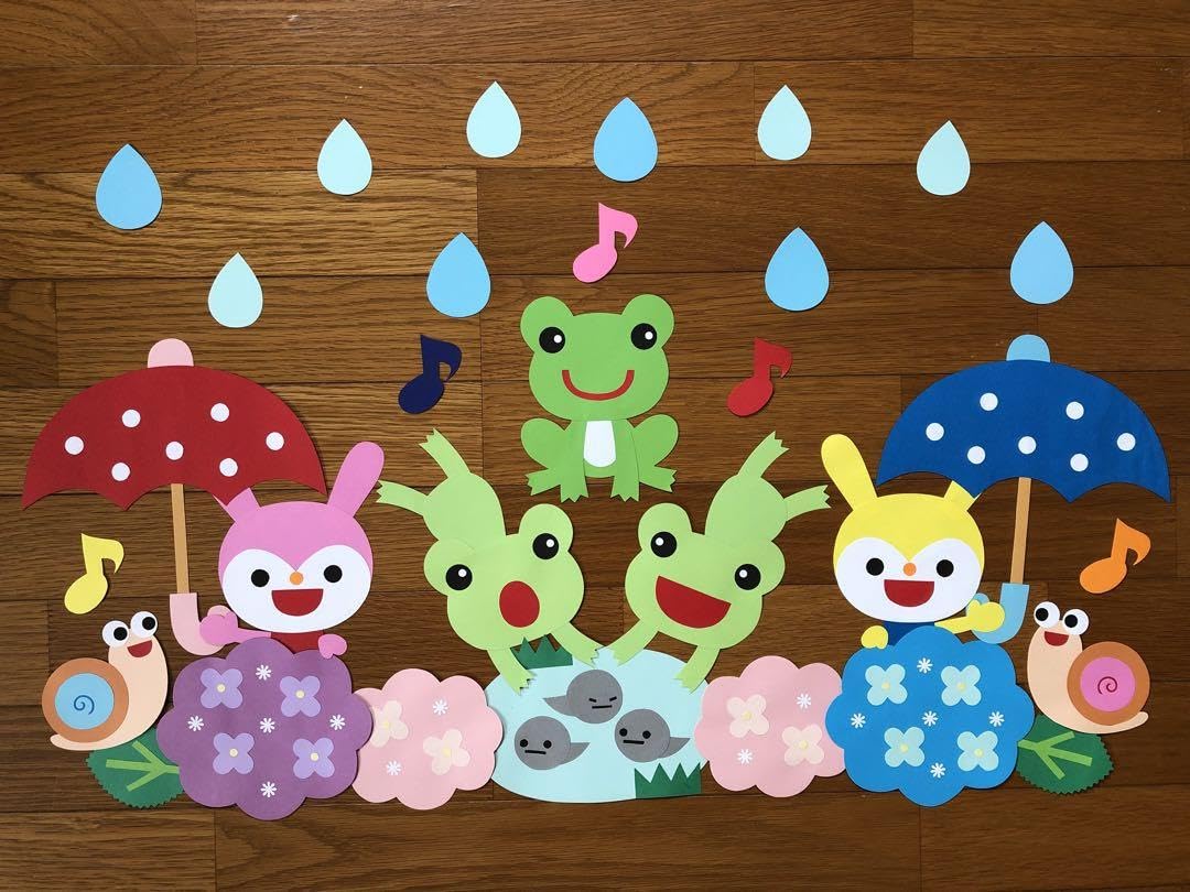 Amazon.co.jp: 保育装飾 壁面飾り 梅雨の装飾 6月壁面 かえる あじさい 
