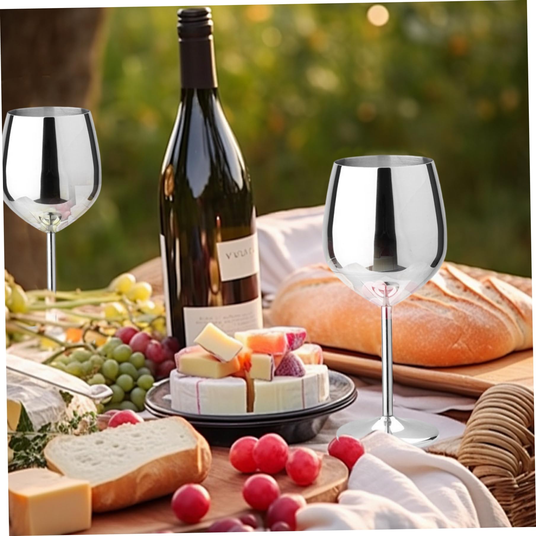 4 pièces verre à vin en acier inoxydable 500 ml verre à vin en métal en forme de U Potbelly antirouille incassable élégant moderne tasse portable avec tiges pour les voyages domicile, verres