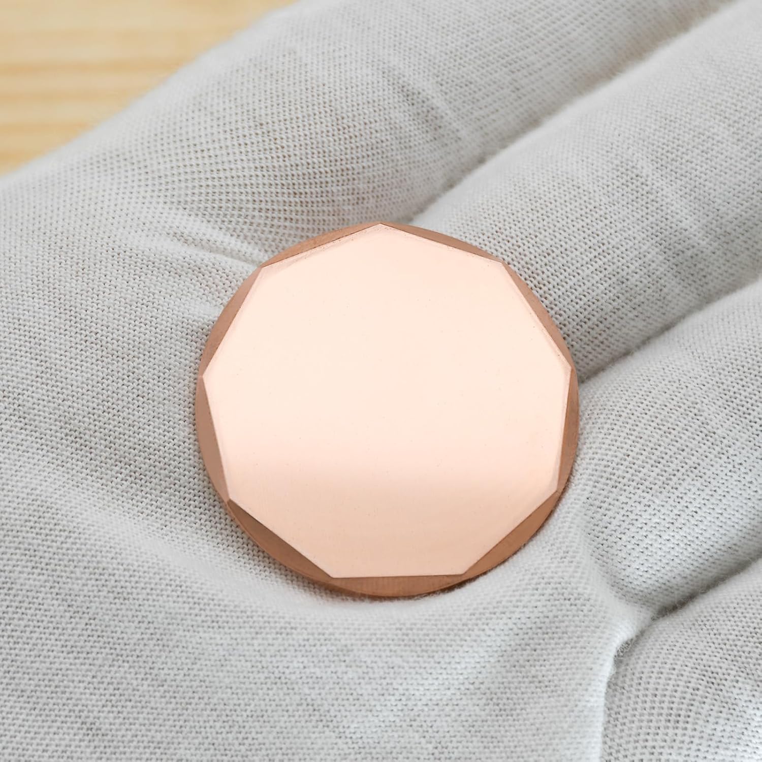 MICAIKEM 1-1/4" x 1/8" Thick Pure Copper Beveled Edge Blanks Coin Blanks Round Tags Heavy Duty 3mm Thick for Engraving and Hand Stamping. Pack of 5
