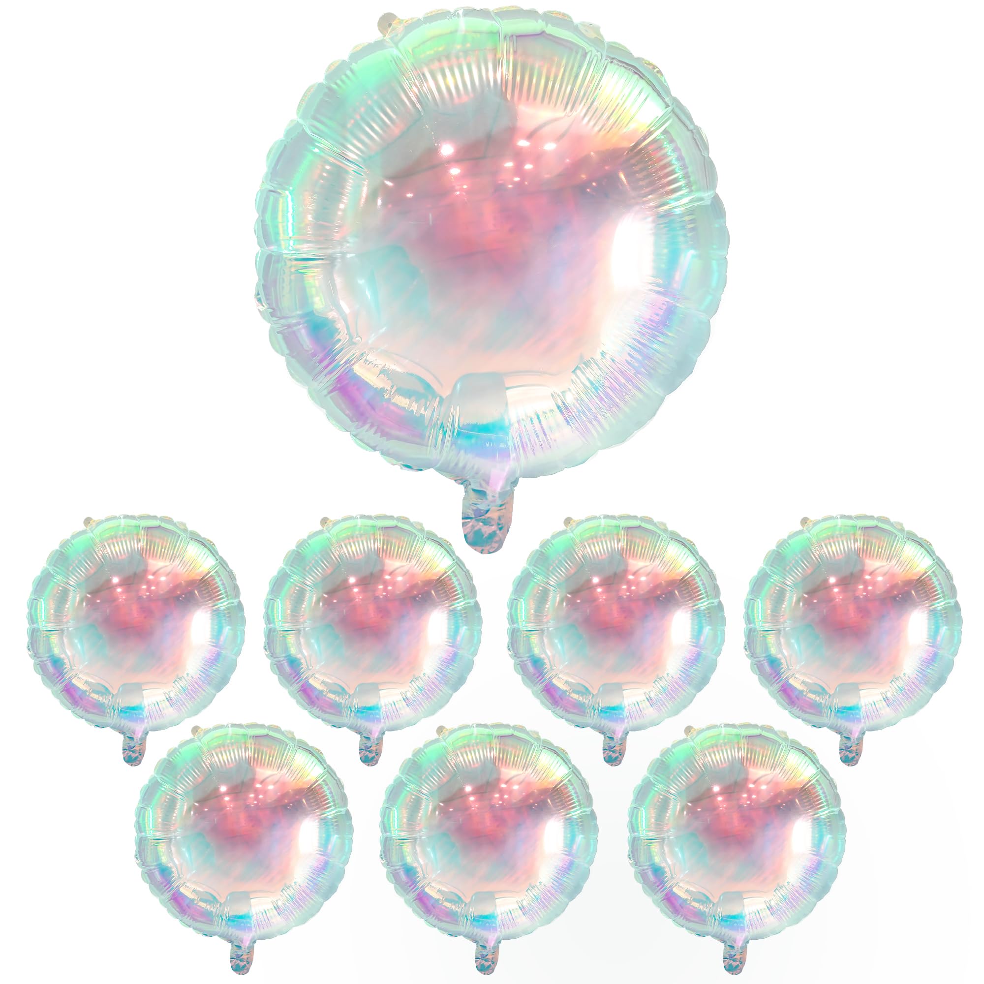 KatchOn, Transparent Iridescent Balloons - Big 19 Inch, Pack of 8 | White Iridescent Balloons for Holographic Party Decorations | Holographic Balloon