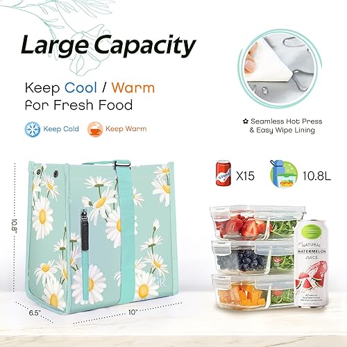 Miniatura 10 de Lonchera para mujer 2024, regalos más recientes para mujeres, bolsa térmica 3 en 1, grande, aislante, extraíble, de doble cubierta, a prueba de