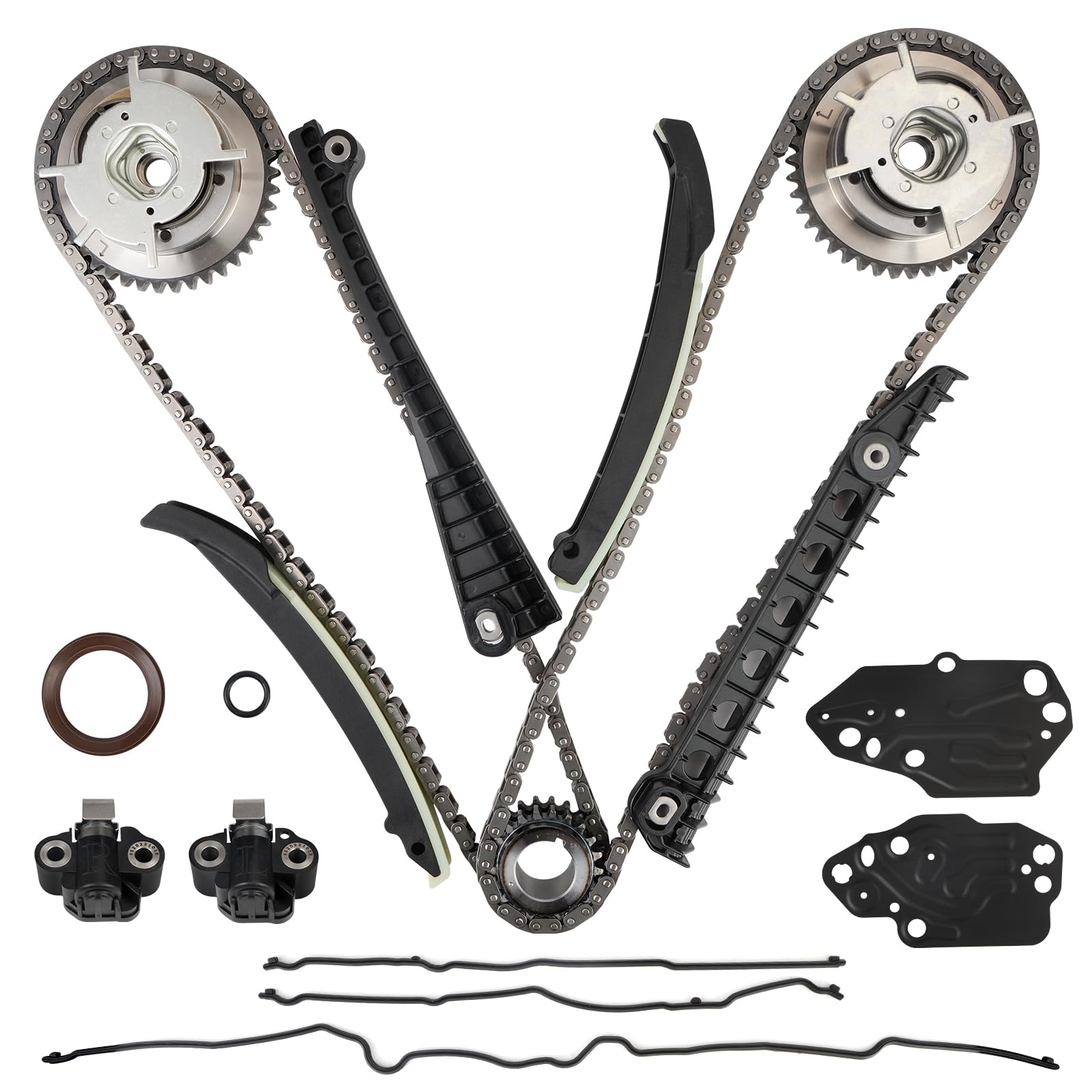 5.4L Timing Chain Kit Cam Phaser Camshaft Drive Phaser Repair Kit Compatible With Ford Expedition F-150 F-250 F-350 Super Duty Lincoln Mark LT Navigator 3V 24 Valve 2004-2013 Replace 3R2Z-6A257-DA