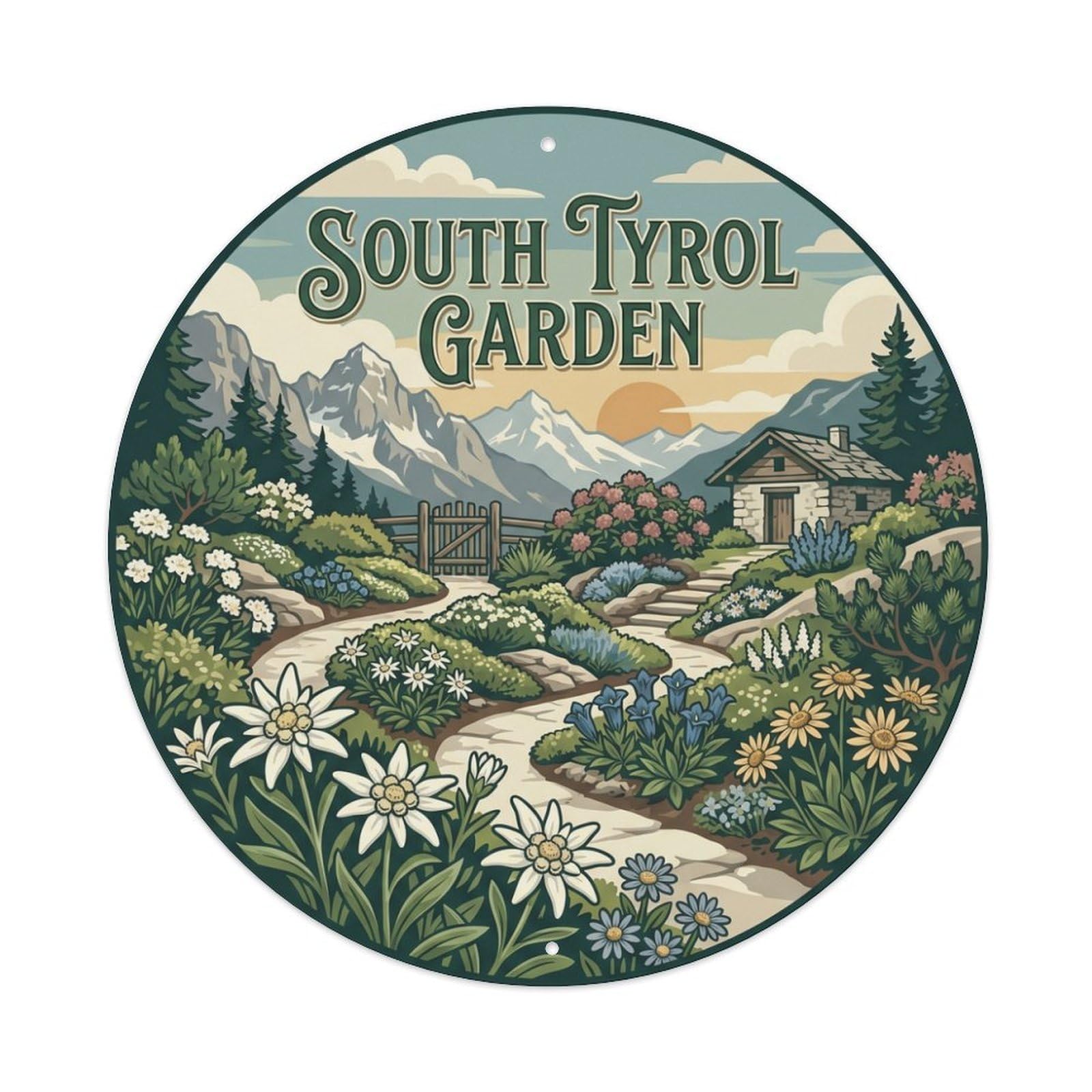 Olhnbad Style Garden Culture South Tyrol Travel Retro Alpine Metal Tin Sign