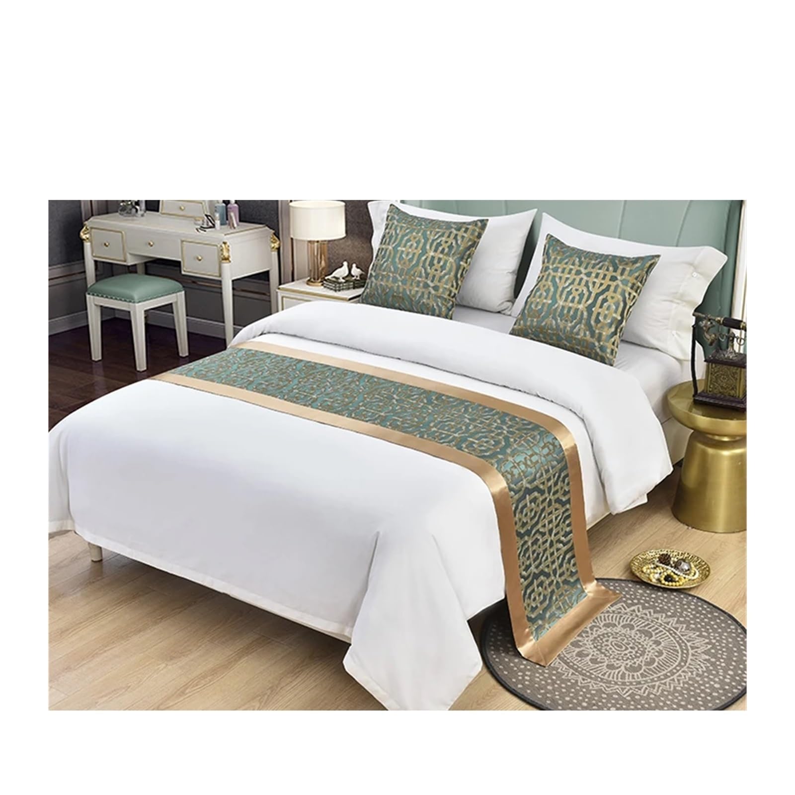 SHENJMAI Bed Runner Bed Table Runner Flag Hotel Cupboard Bedding Decor for Home Parlor Wedding Room(K,50x240cm)