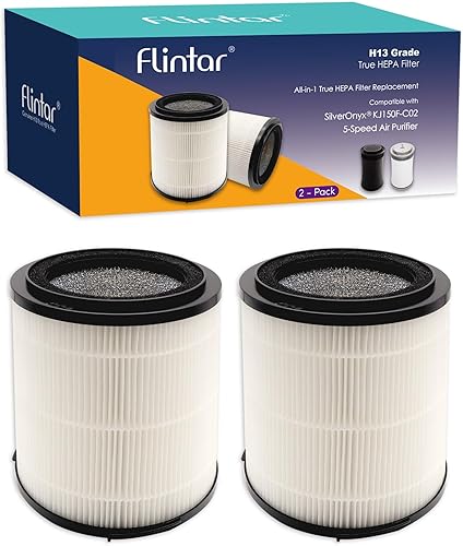 Flintar Filtro de repuesto HEPA H13 True HEPA, compatible con el purificador de aire SilverOnyx de 5 velocidades KJ150F-C02, filtro HEPA 3 en 1 de
