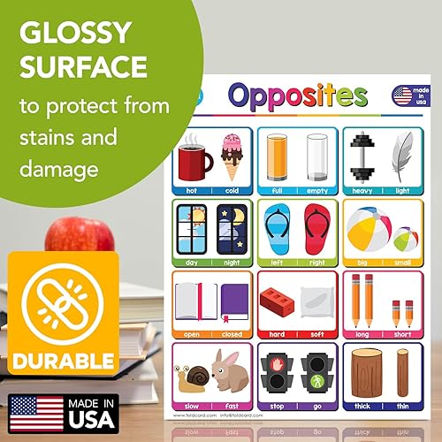 Miniatura 3 de Tabla de opuestos para niños de preescolar a grado 1  Brillante y colorido para educación visualayuda de aprendizaje para decoración de aula o hogar
