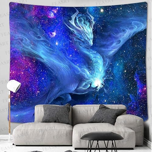 Miniatura 2 de FEASRT GTLSAY1464 - Tapiz de dragón de fantasía, decoración de pared para dormitorio, sala de estar, apartamento, dormitorio, tapices colgantes de