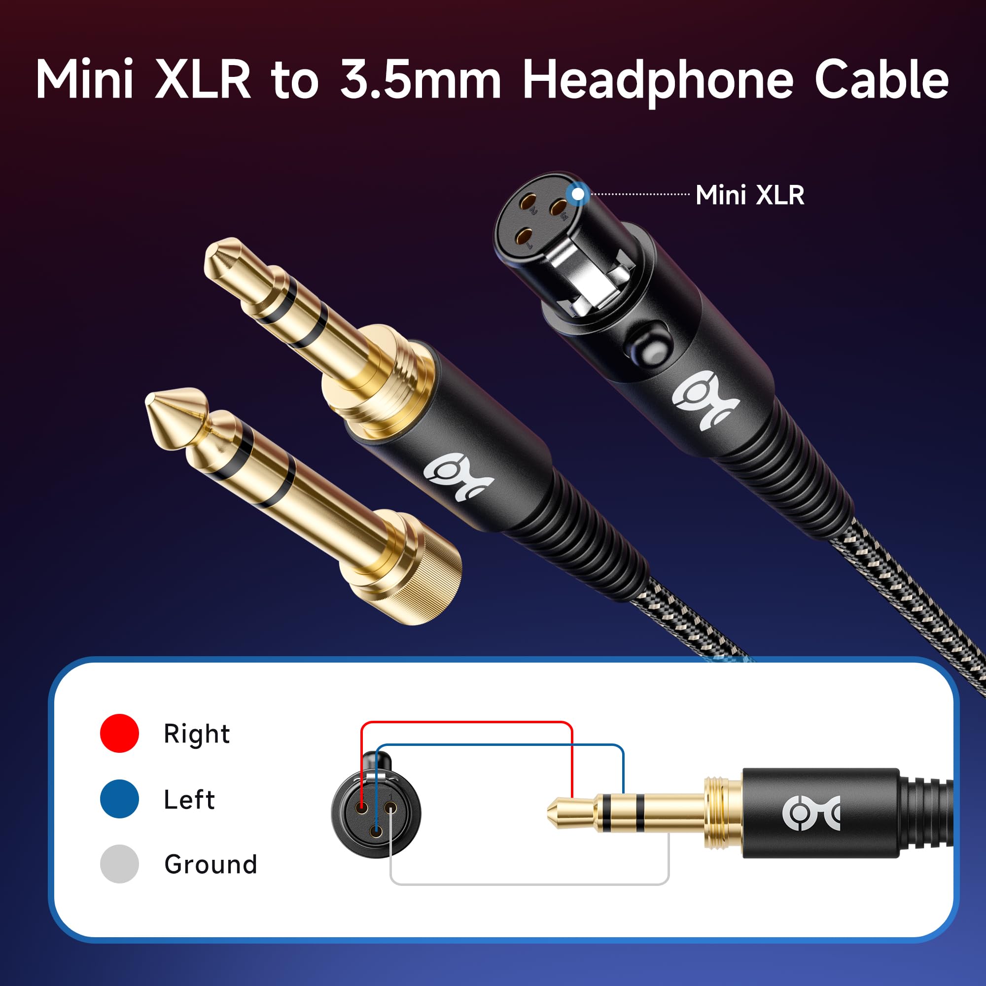 Cable Matters Premium Braided 3.5mm to Mini XLR Headphone Cable 4