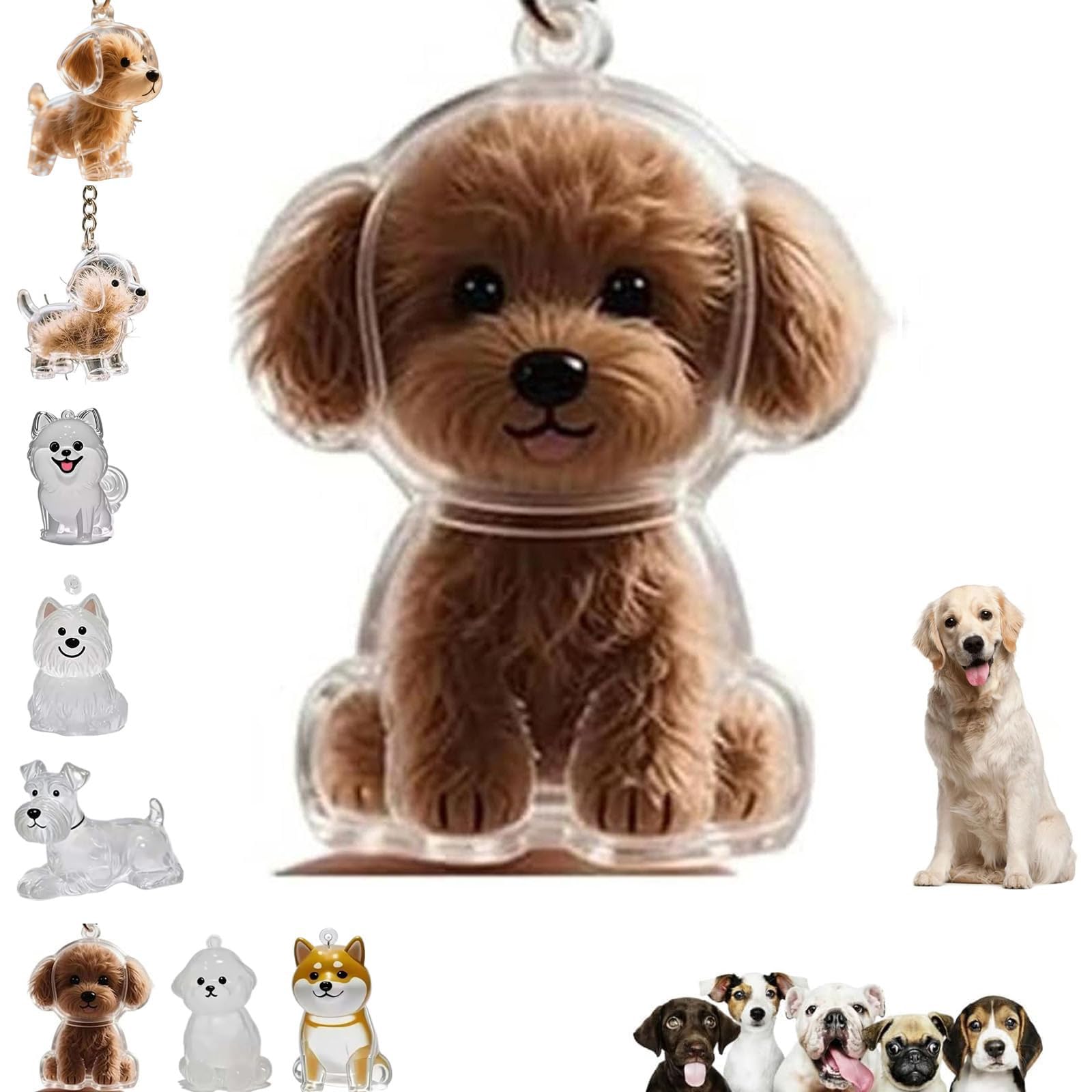 Dog Hair Collector Keychain Charm Memorial Storage Box,Pet Hairs Keychain,Pet Fur Keepsake Capsule Pendant, Teddy, Large