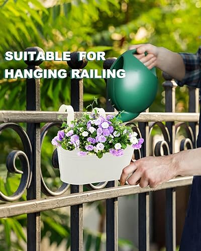 Miniatura 6 de Maceta colgante de metal de 11 pulgadas para interiores, 3 cubos de metal para balcón con ganchos desmontables y agujeros de drenaje, macetas
