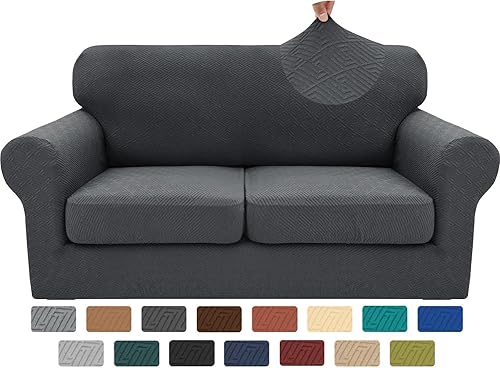 Miniatura 8 de XINEAGE - Fundas para sofá de 3 piezas, para sofá de 2 cojines, funda súper elástica para sofá biplaza, protector de muebles antideslizante,