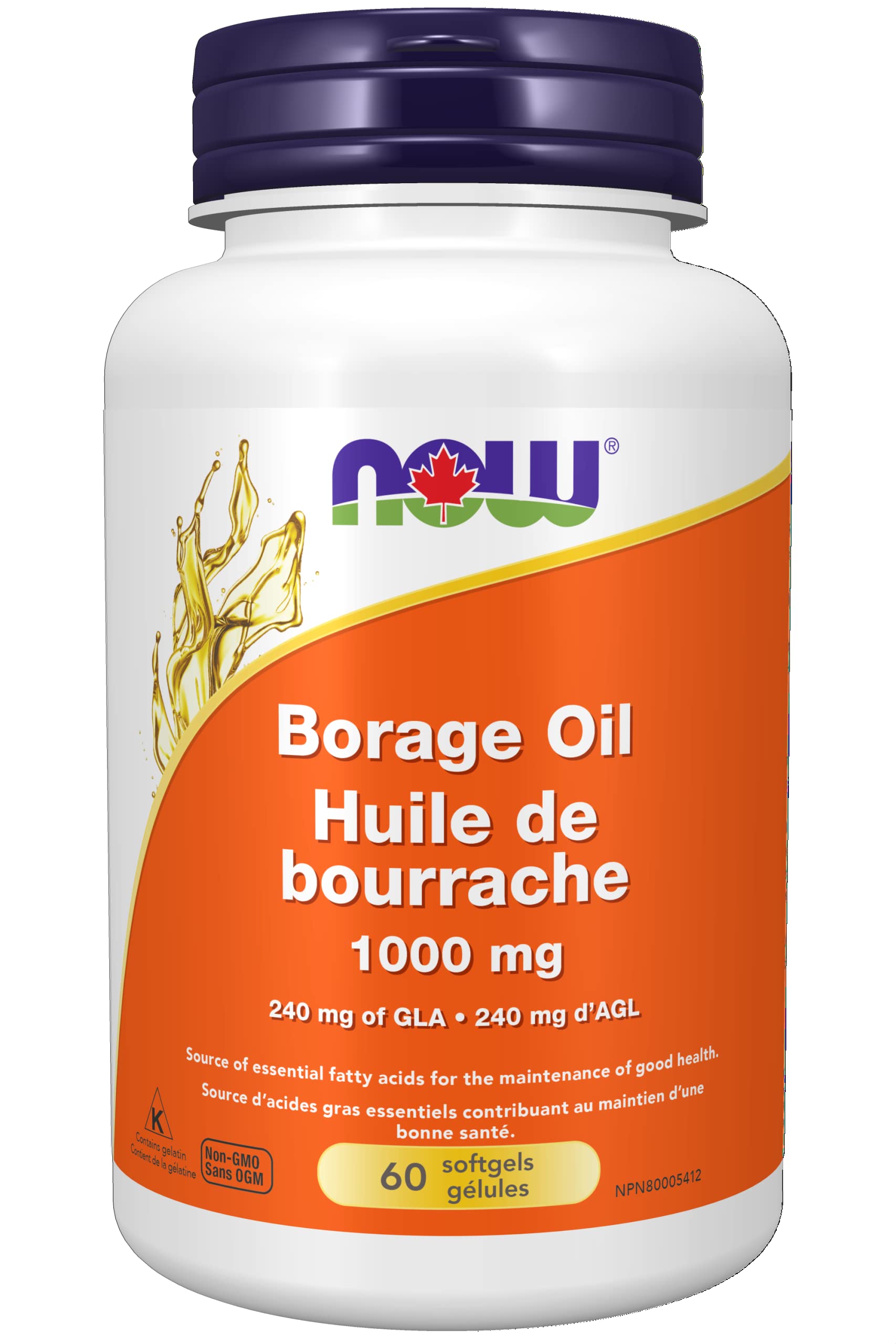 NOW Borage Oil 1000mg 60 Softgels, 40 g